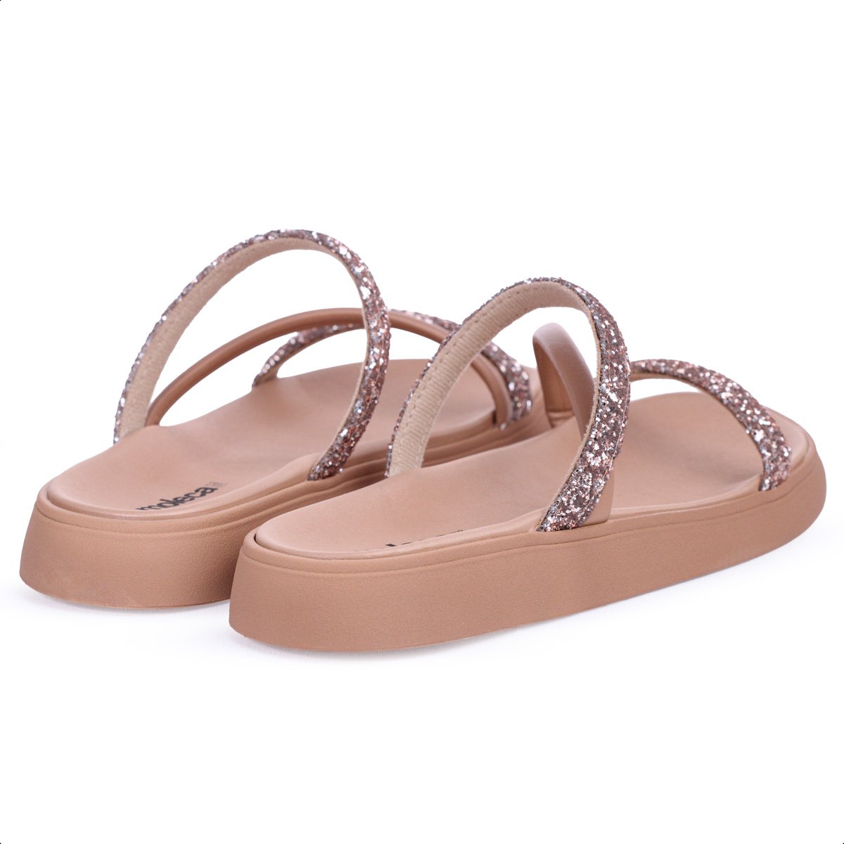 Sandalia Moleca Tira Tripla Glitter Rose e Dourada - Feminino Rosa 6
