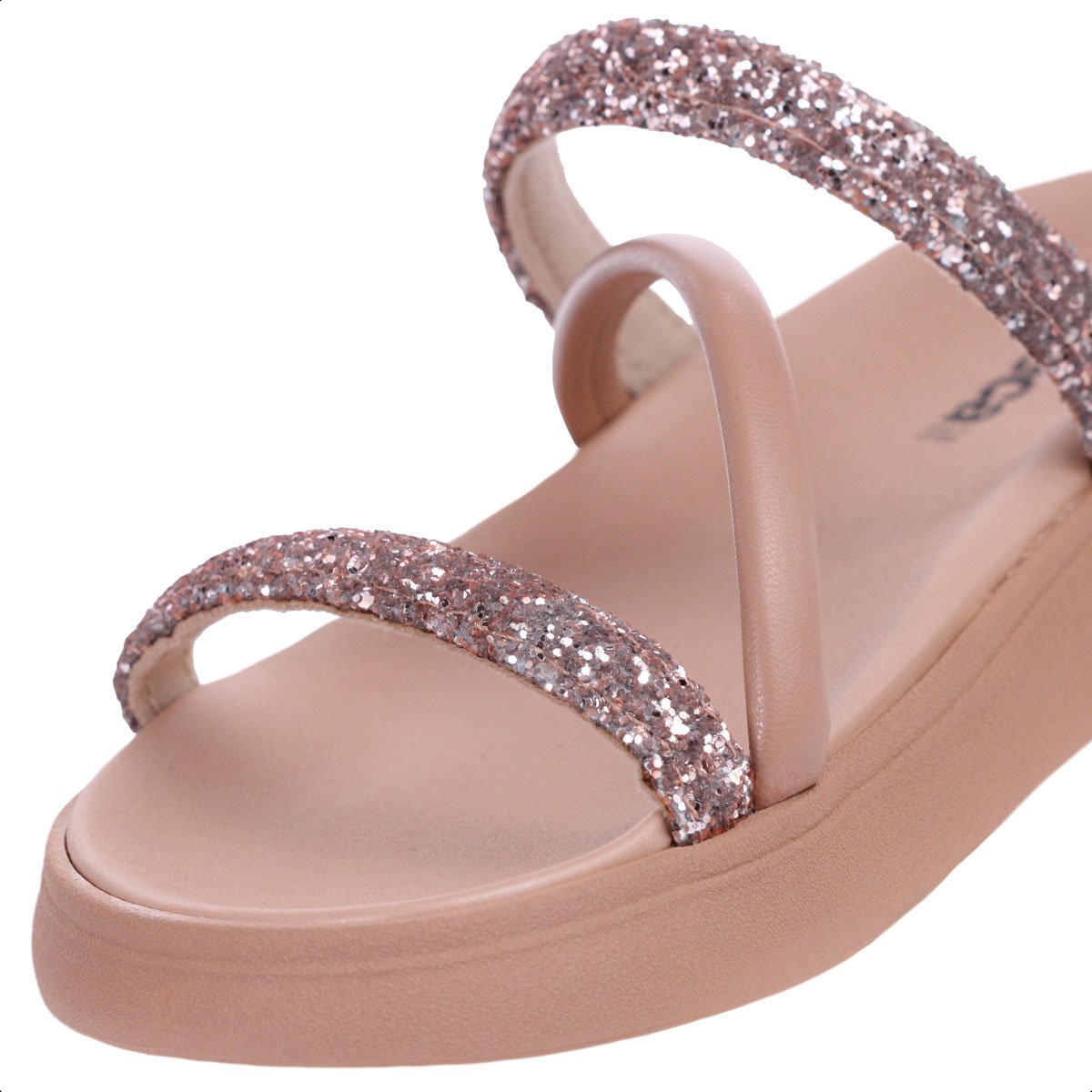 Sandalia Moleca Tira Tripla Glitter Rose e Dourada - Feminino Rosa 9