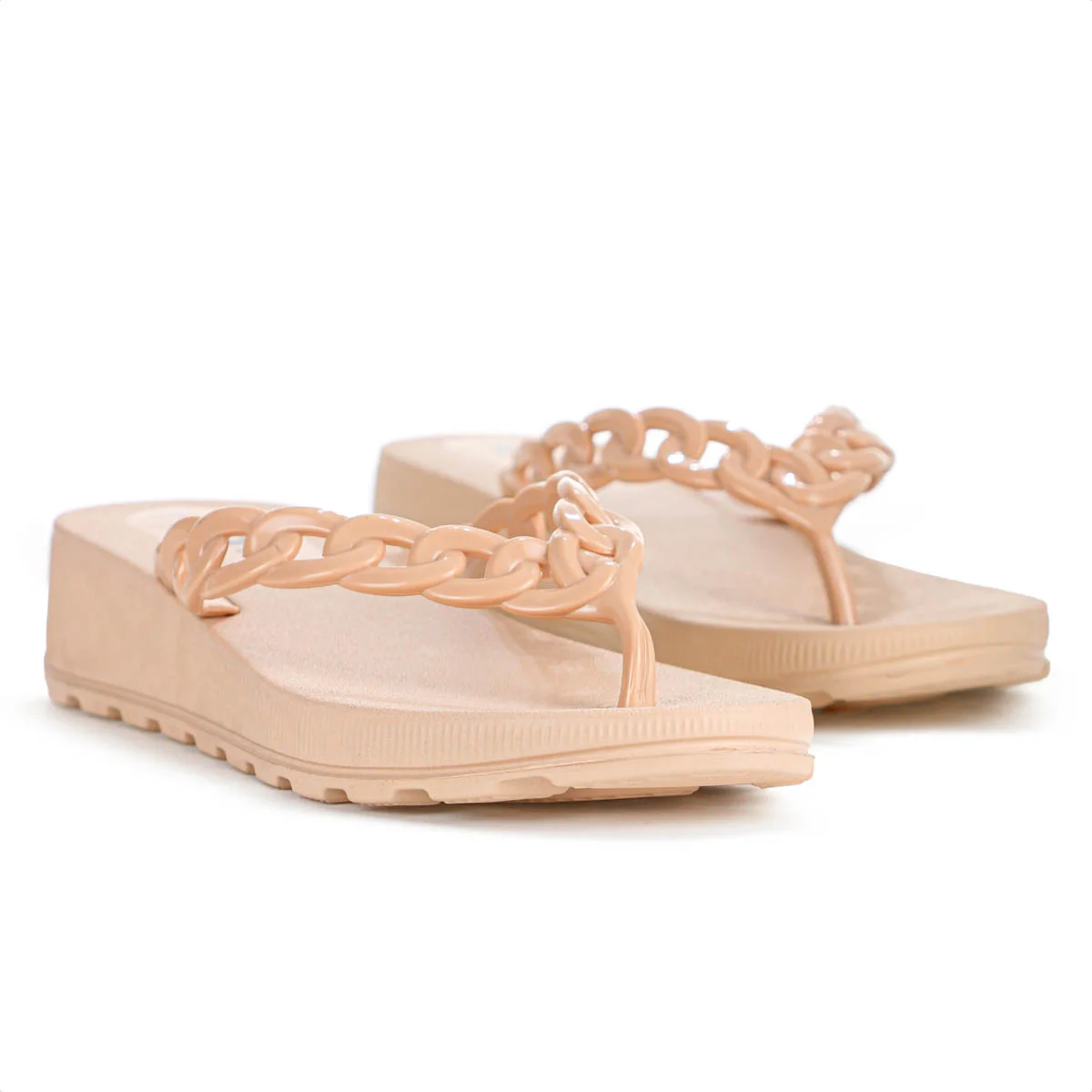 Chinelo Dijean Com Salto Corrente Nude Claro - Feminino Nude 2