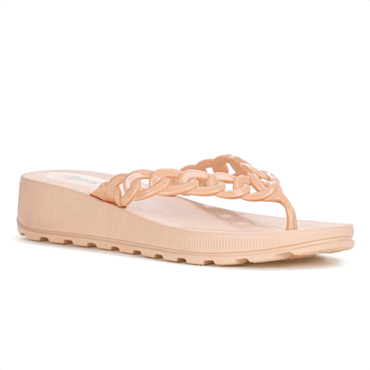 Chinelo Dijean Com Salto Corrente Nude Claro - Feminino Nude 3