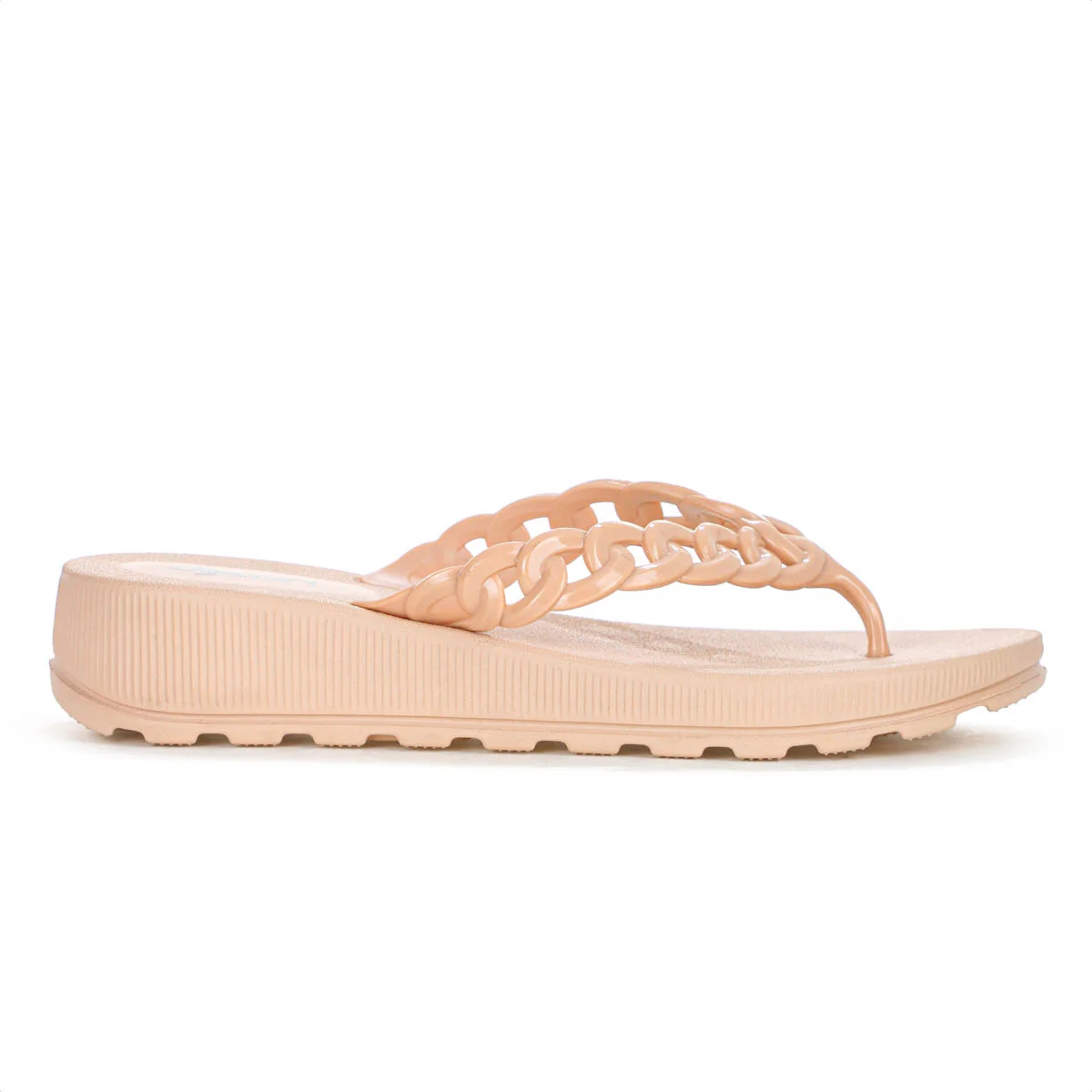 Chinelo Dijean Com Salto Corrente Nude Claro - Feminino Nude 4