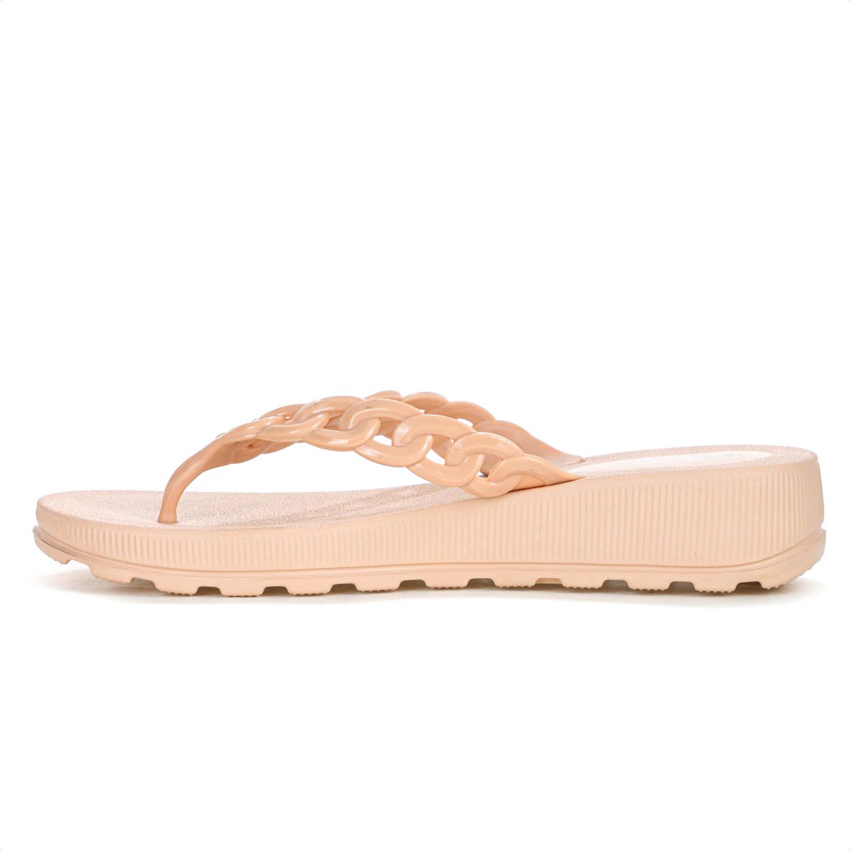 Chinelo Dijean Com Salto Corrente Nude Claro - Feminino Nude 5