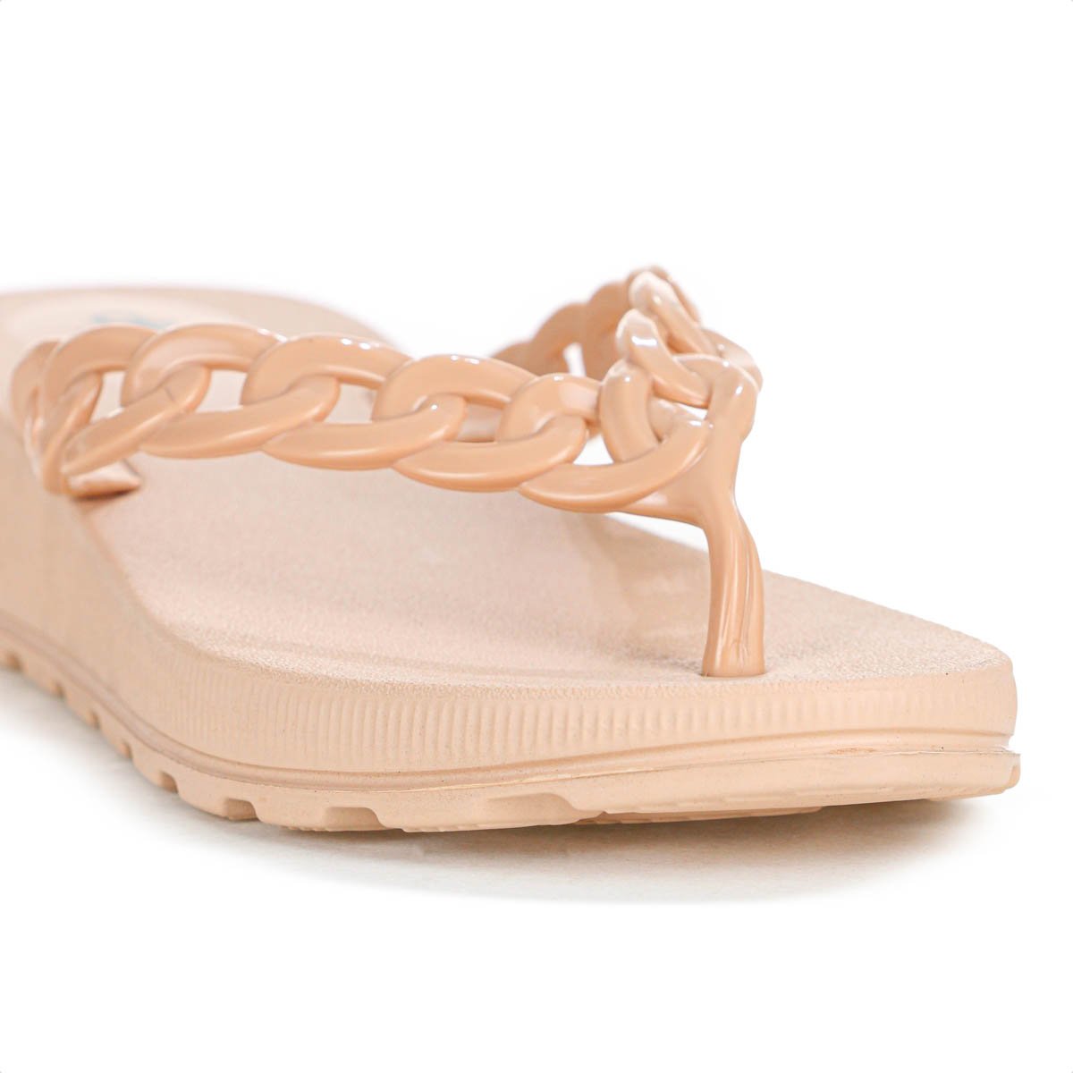 Chinelo Dijean Com Salto Corrente Nude Claro - Feminino Nude 8
