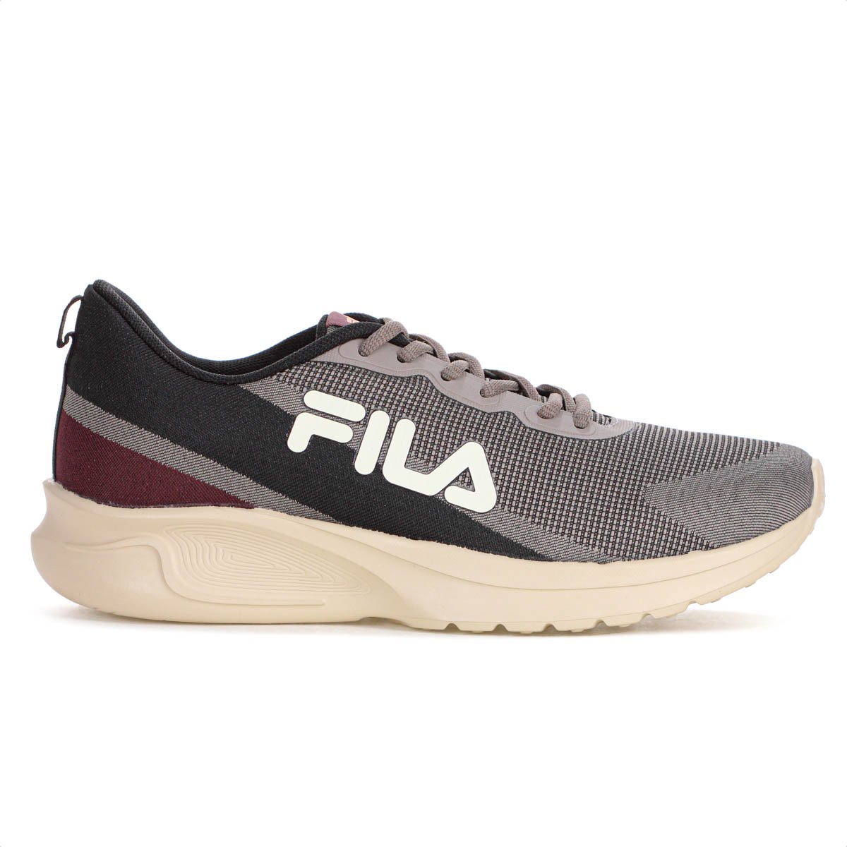 Tenis Fila Vector Preto Marrom e Bordo - Masculino