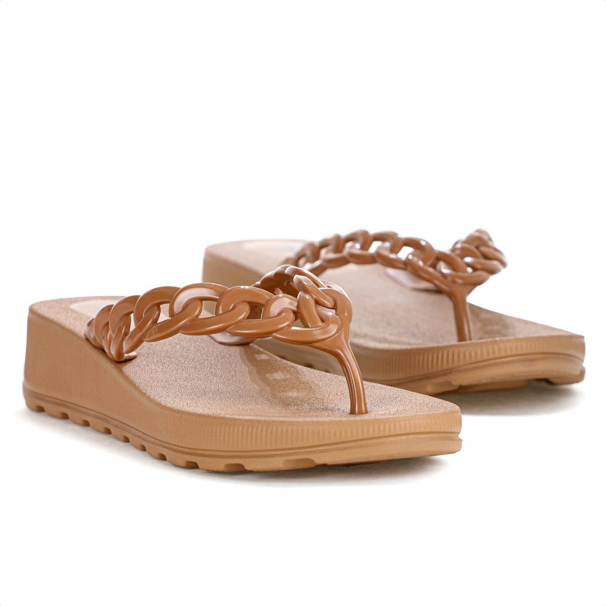Chinelo Dijean Com Salto Corrente Marrom - Feminino Marrom 2