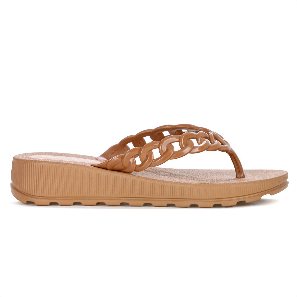 Chinelo Dijean Com Salto Corrente Marrom - Feminino Marrom 4