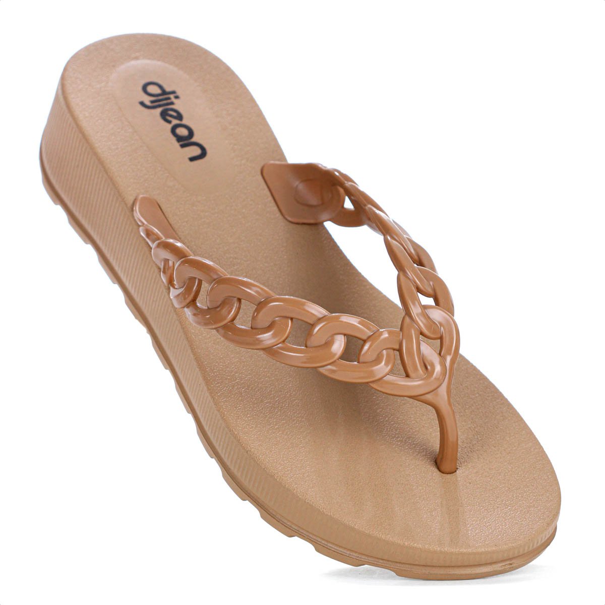 Chinelo Dijean Com Salto Corrente Marrom - Feminino Marrom 7