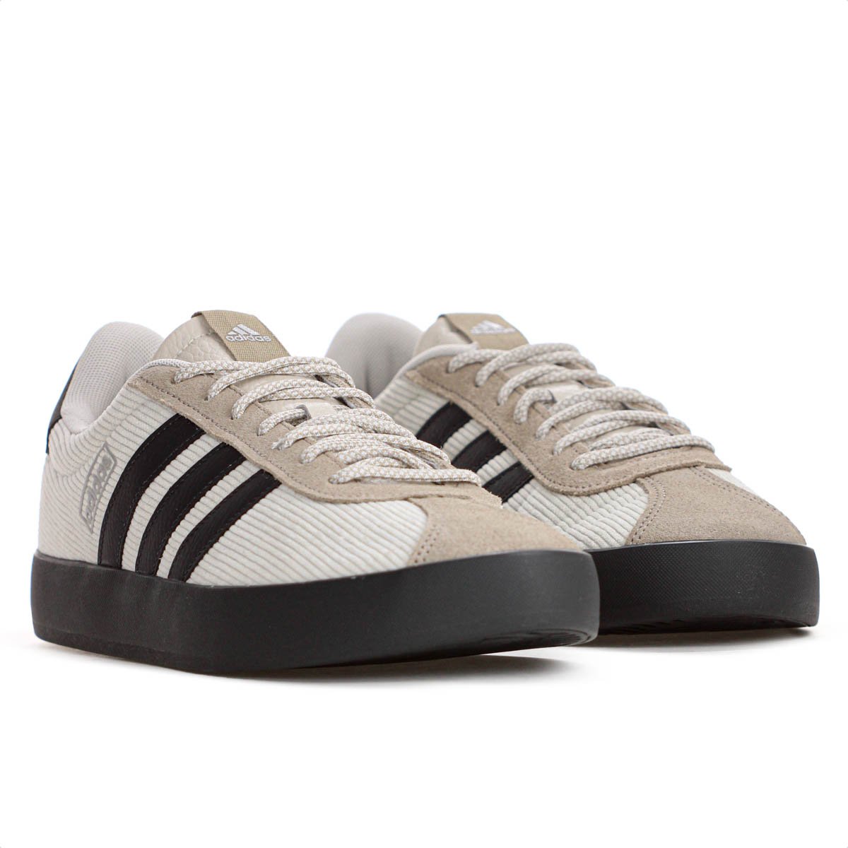 Tenis Adidas VL Court 3.0 Tecido Bege e Preto  - Masculino Bege/Preto 3