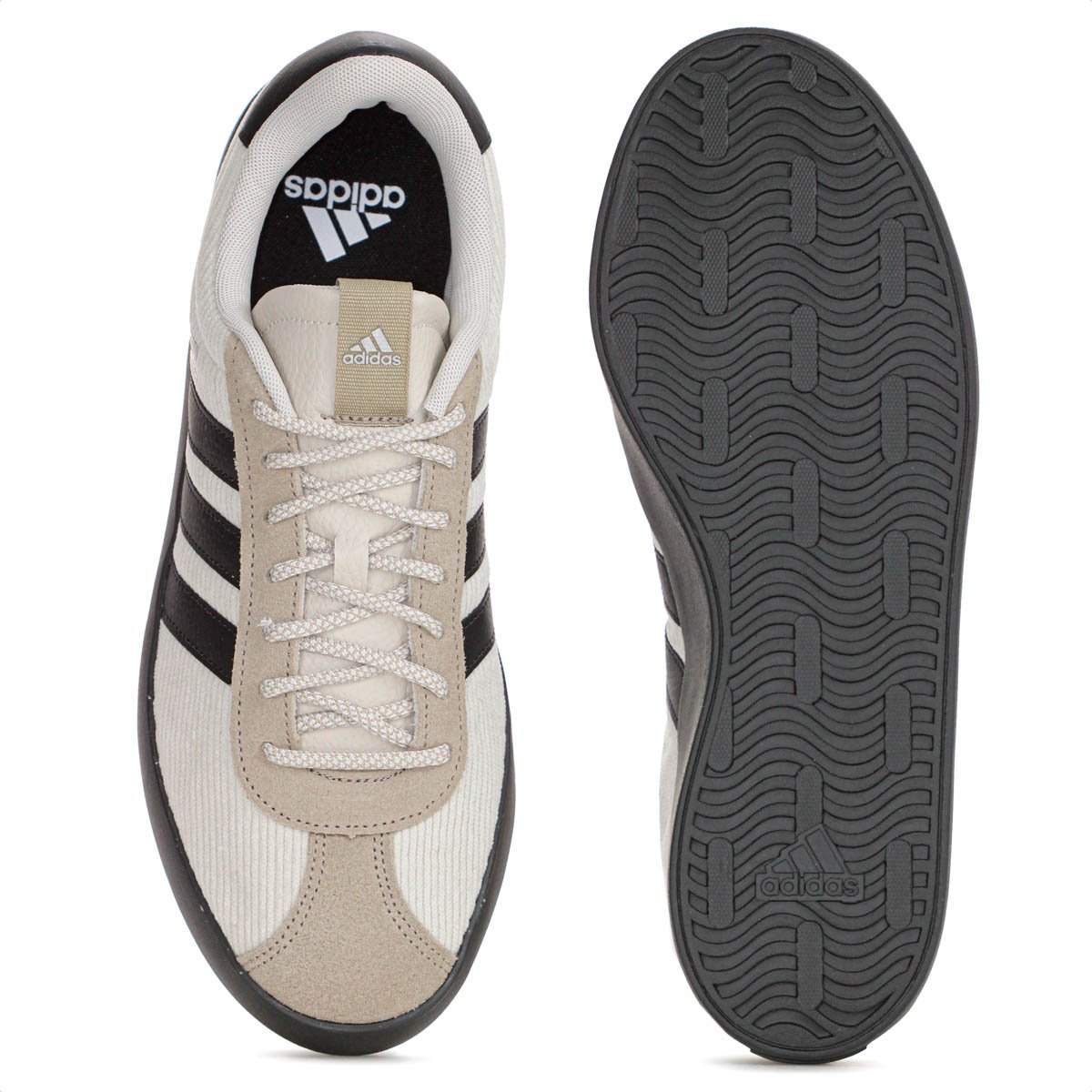 Tenis Adidas VL Court 3.0 Tecido Bege e Preto  - Masculino Bege/Preto 4