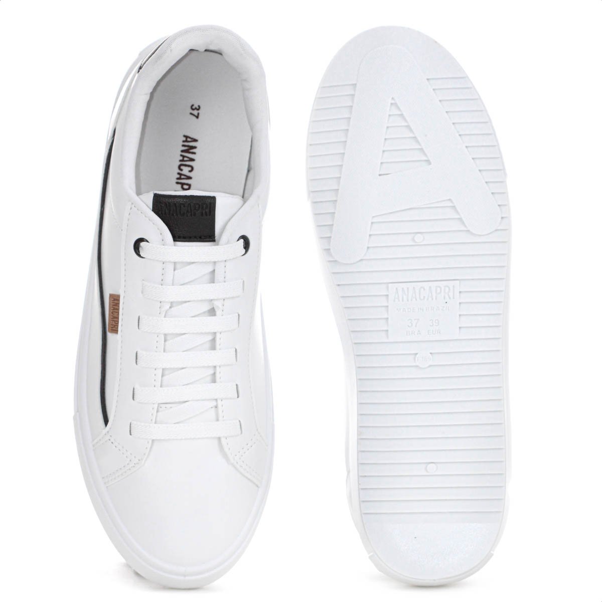 Tenis Anacapri Detalhe Onda Branco e Preto - Feminino Branco 4