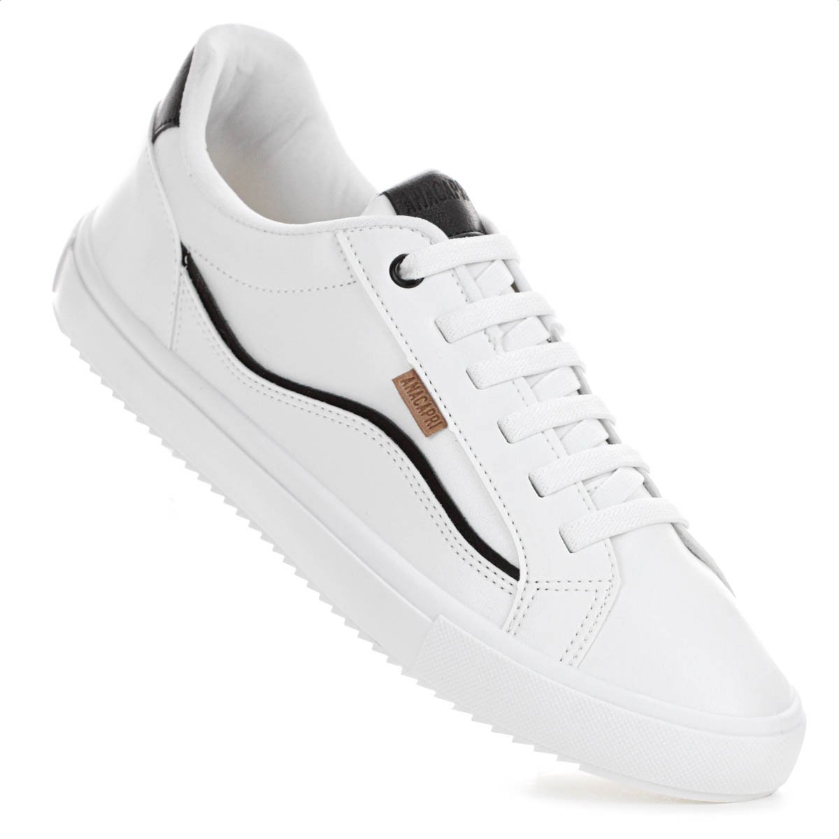 Tenis Anacapri Detalhe Onda Branco e Preto - Feminino Branco 5