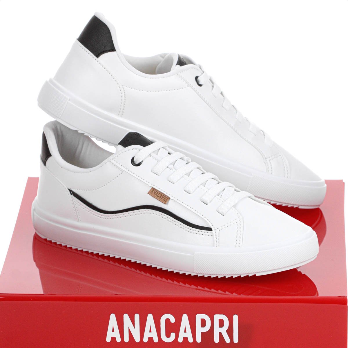 Tenis Anacapri Detalhe Onda Branco e Preto - Feminino Branco 8