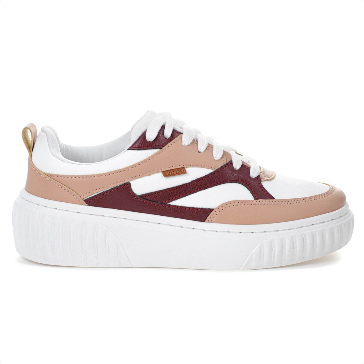 Tenis Anacapri Luna Branco Bege e Marsala - Feminino