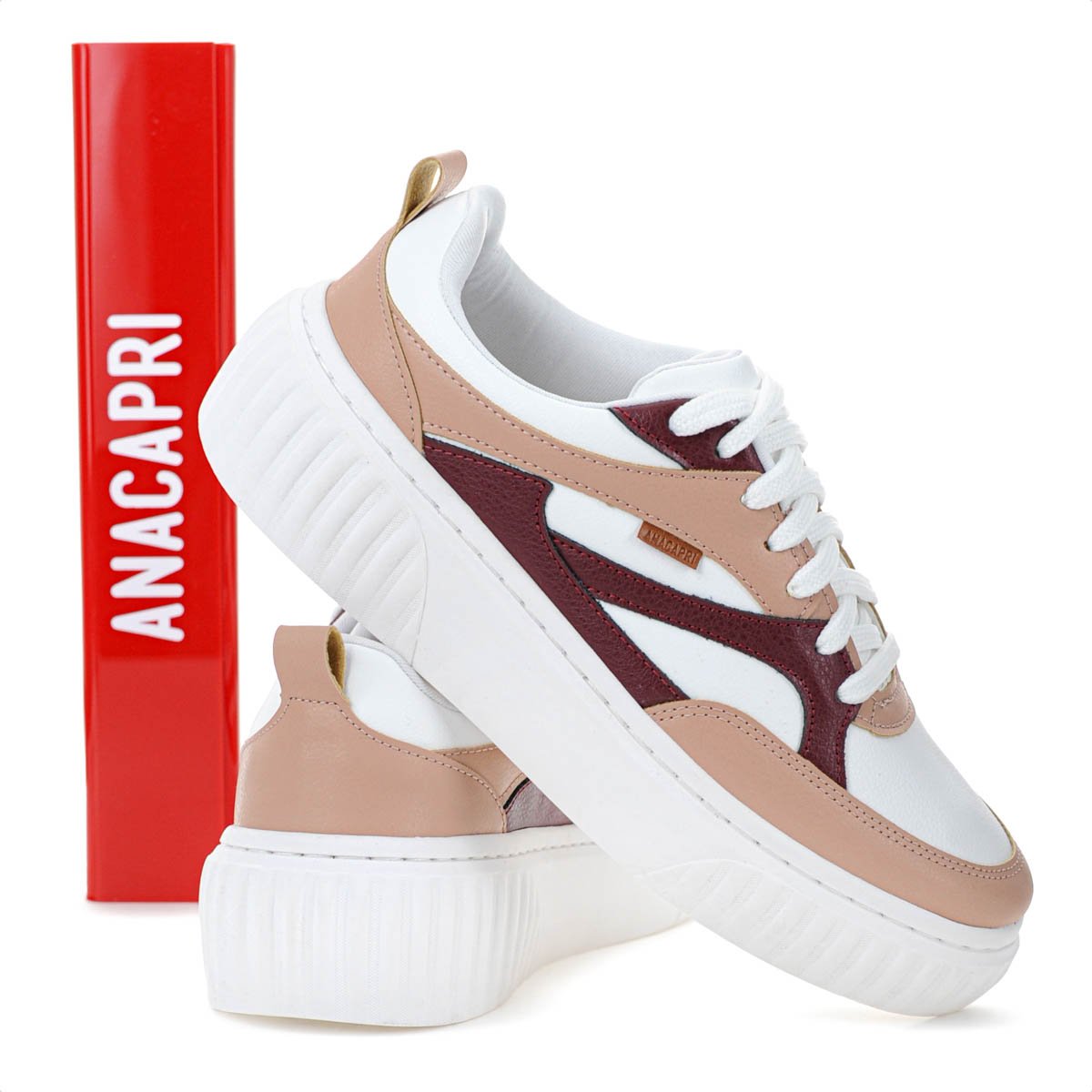 Tenis Anacapri Luna Branco Bege e Marsala - Feminino Branco 8
