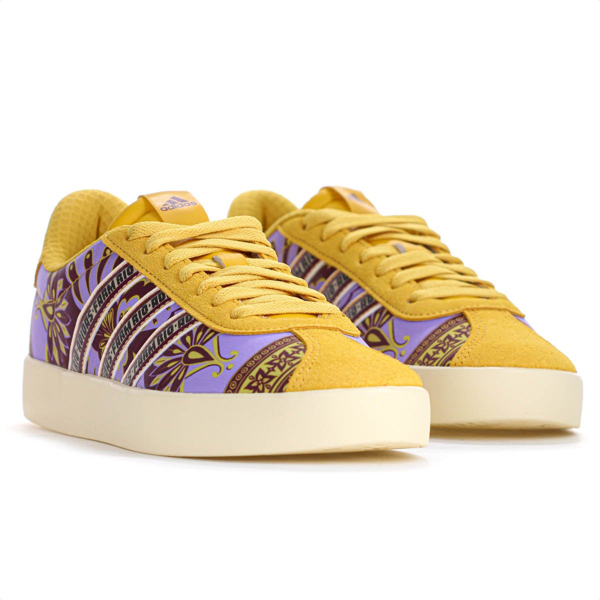 Tenis Adidas Farm Rio VL Court 3.0 Amarelo e Lilas - Feminino Amarelo 3