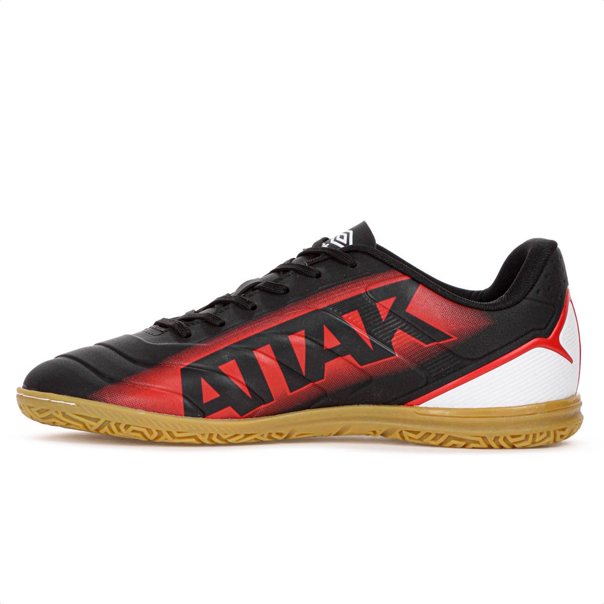 Chuteira Umbro Futsal Attak III Preto Cinza e Vermelho - Masculino Preto 2