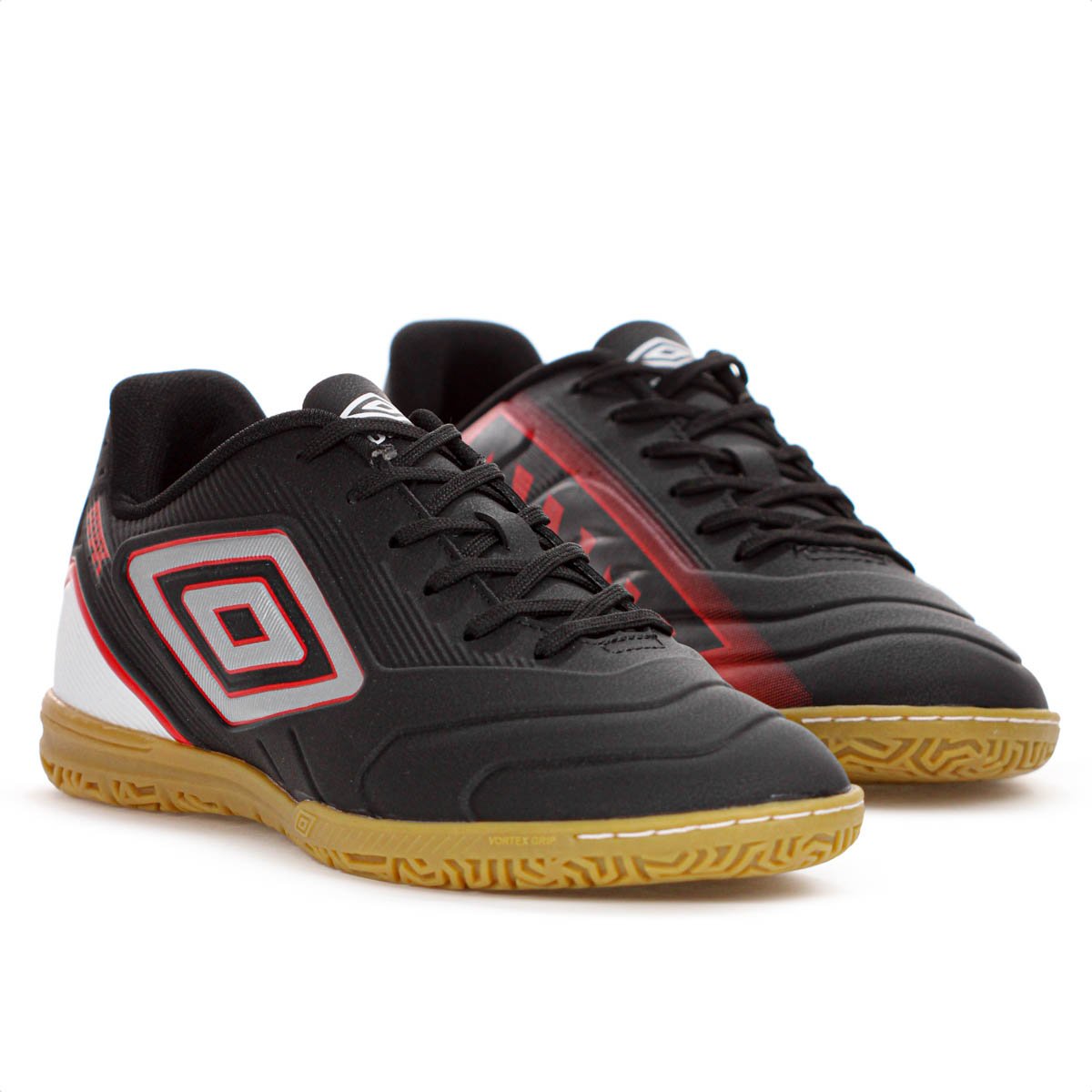 Chuteira Umbro Futsal Attak III Preto Cinza e Vermelho - Masculino Preto 3