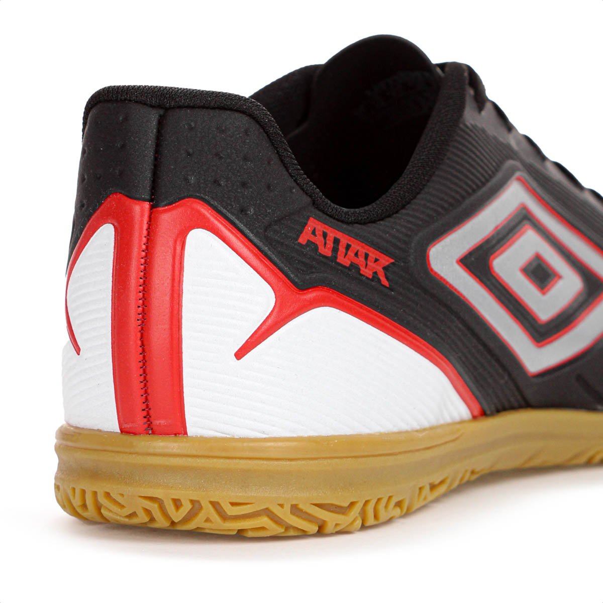 Chuteira Umbro Futsal Attak III Preto Cinza e Vermelho - Masculino Preto 7