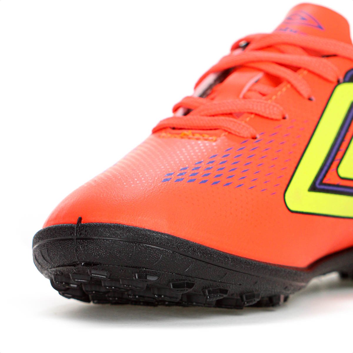 Chuteira Umbro Society Fast II Jr Coral Roxo e Amarelo - Juvenil Laranja 6