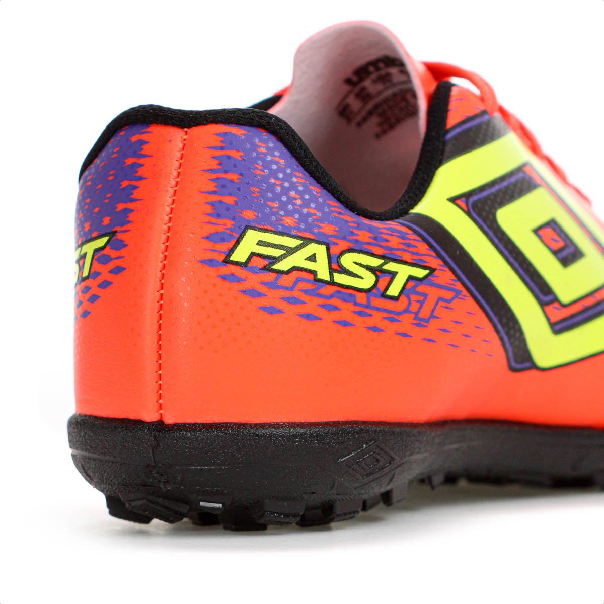 Chuteira Umbro Society Fast II Jr Coral Roxo e Amarelo - Juvenil Laranja 7
