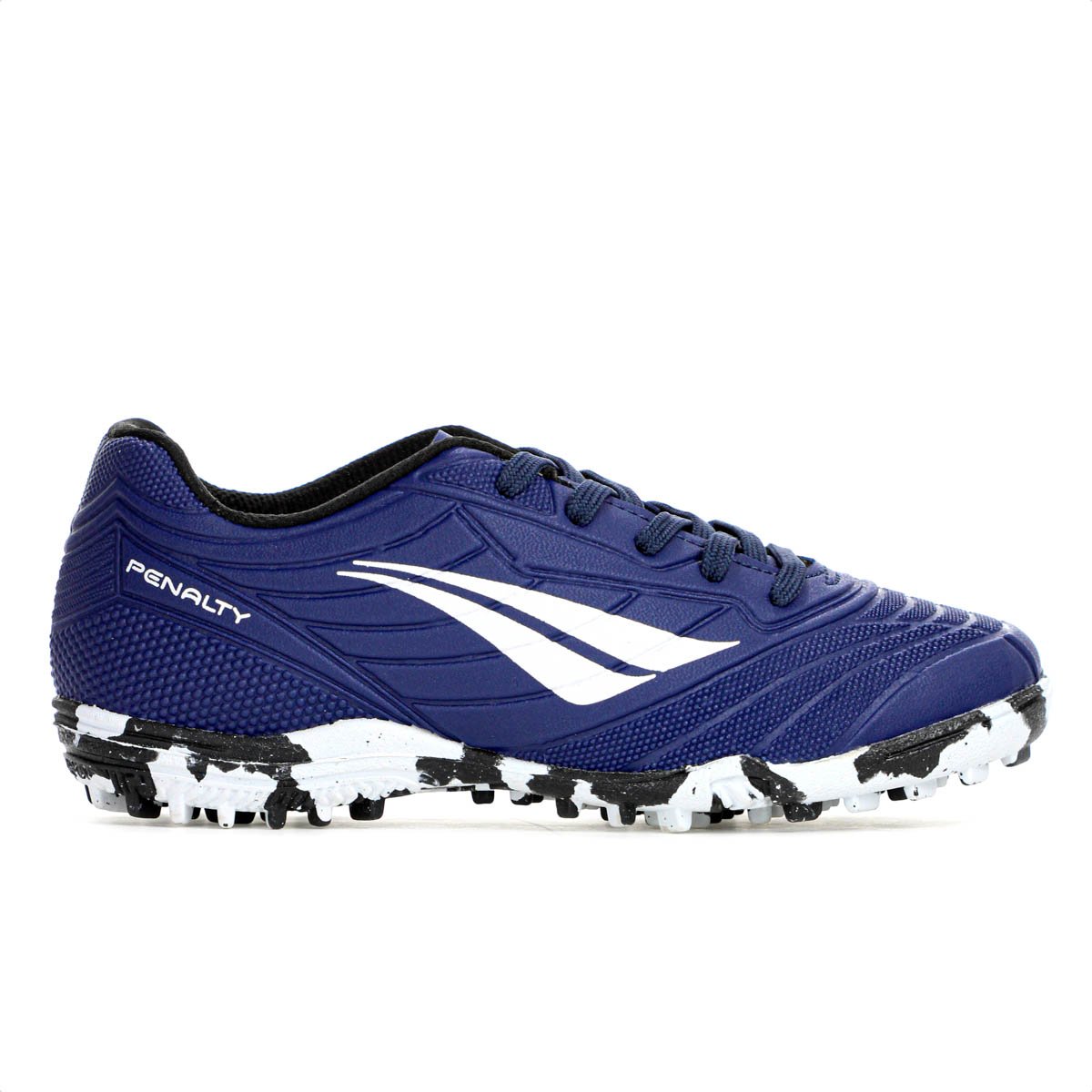 Chuteira Penalty Society Matis Kids XXI Azul Marinho Branco e Preto - Infantil