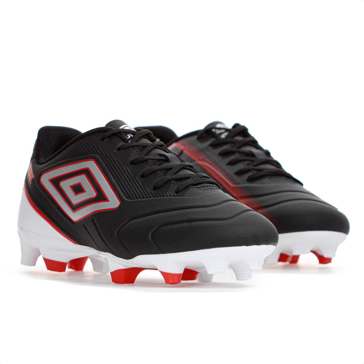 Chuteira Umbro Campo Attak III Preto Cinza e Vermelho - Masculino Preto 3