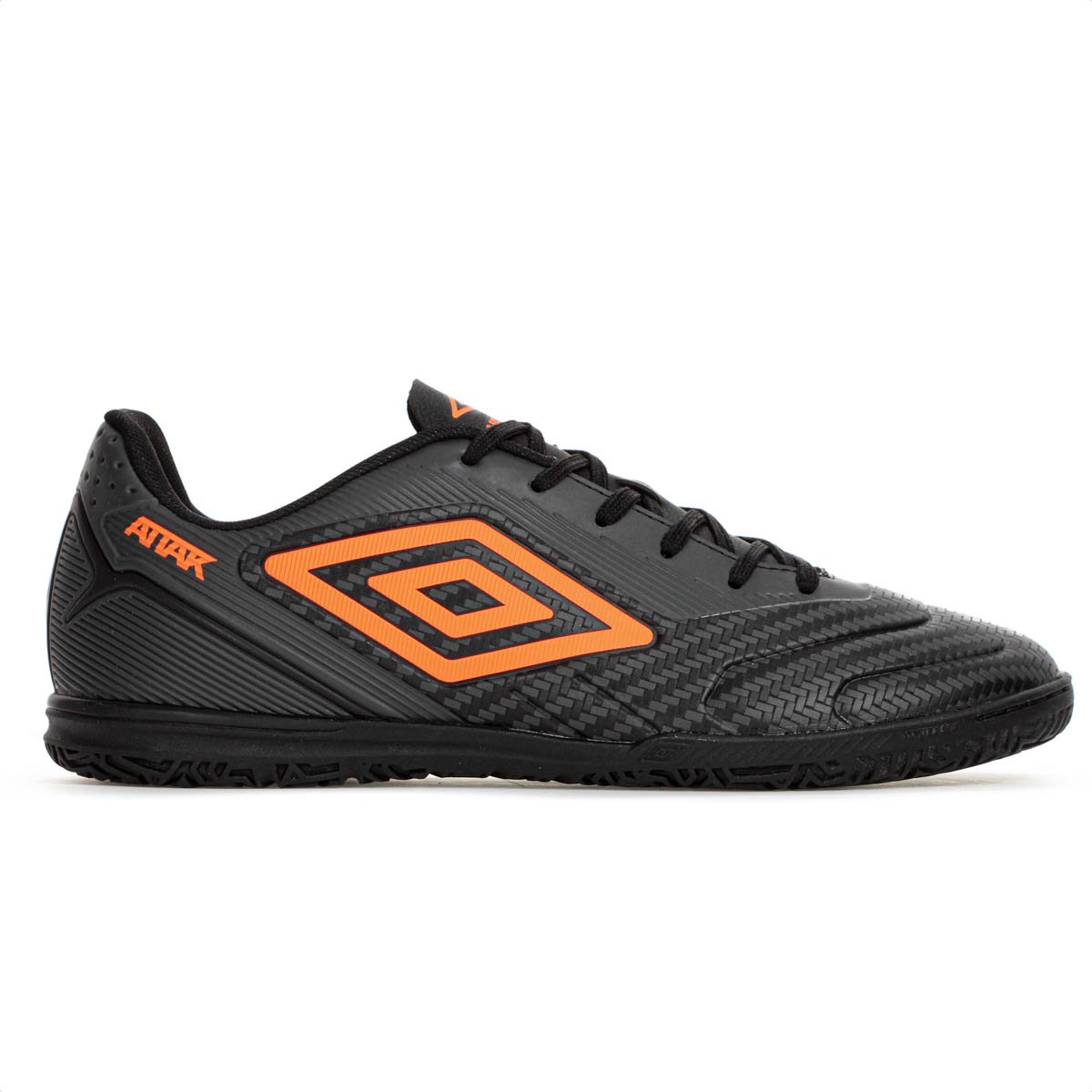 Chuteira Umbro Futsal Attak III Preto Grafite e Laranja - Masculino