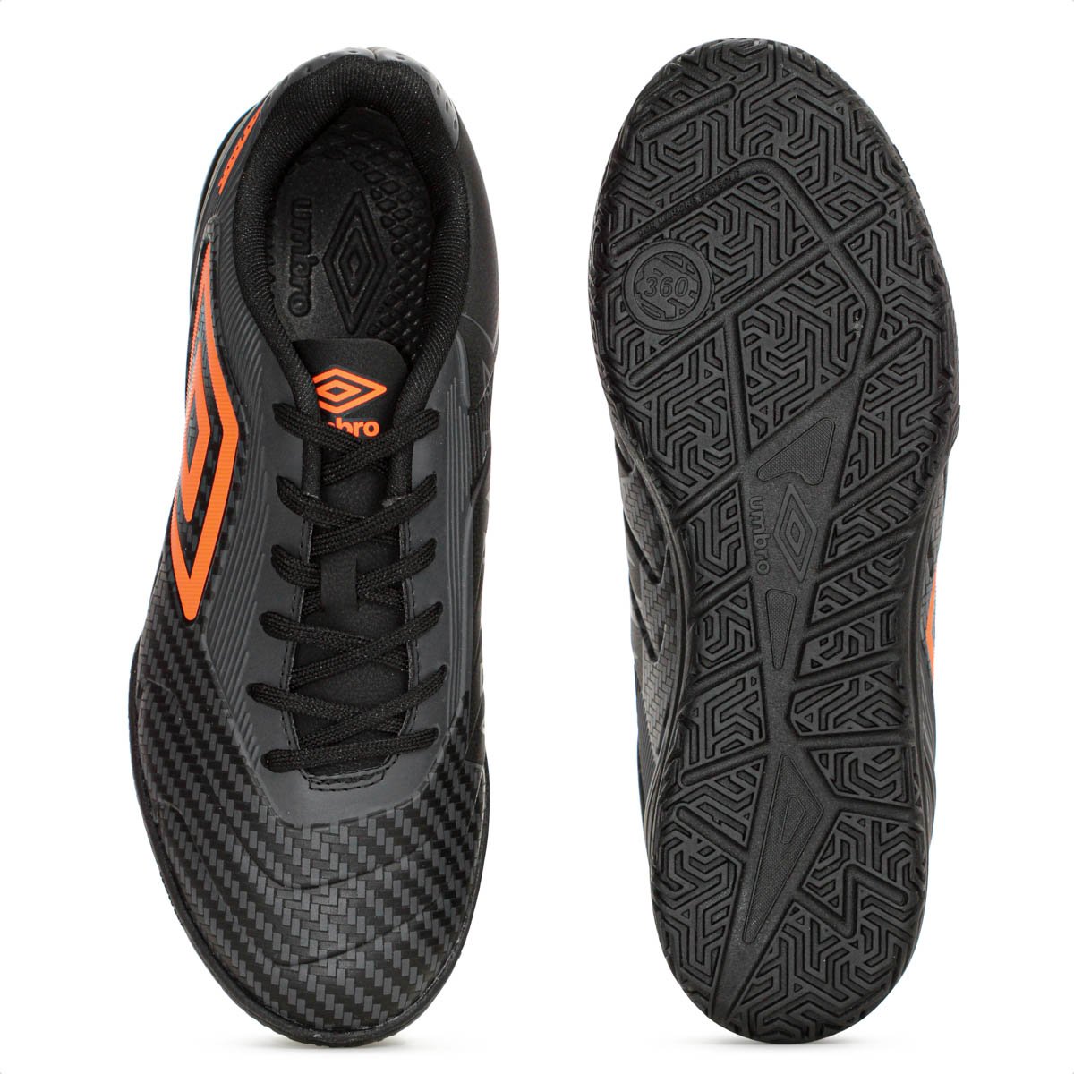 Chuteira Umbro Futsal Attak III Preto Grafite e Laranja - Masculino Preto 4