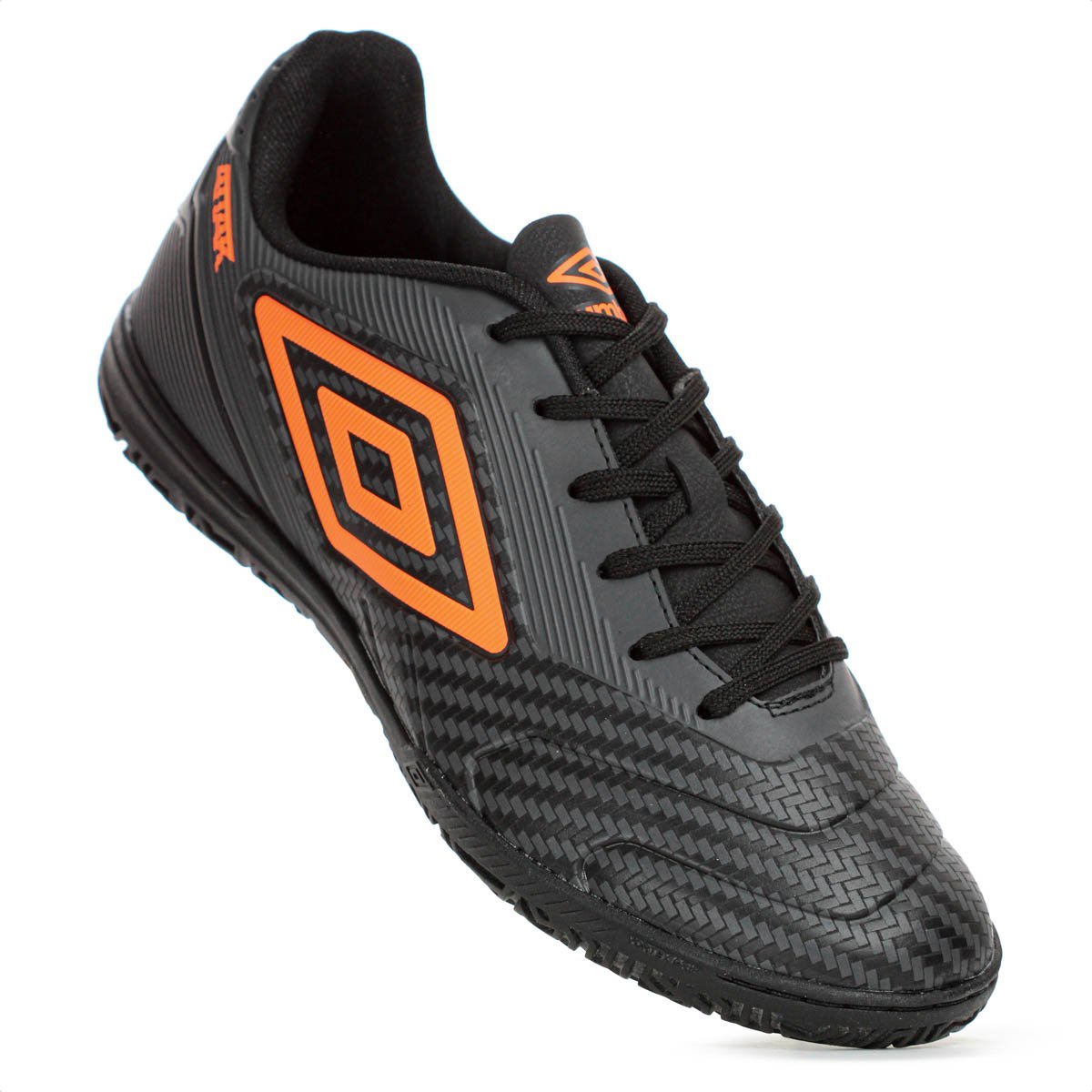 Chuteira Umbro Futsal Attak III Preto Grafite e Laranja - Masculino Preto 5