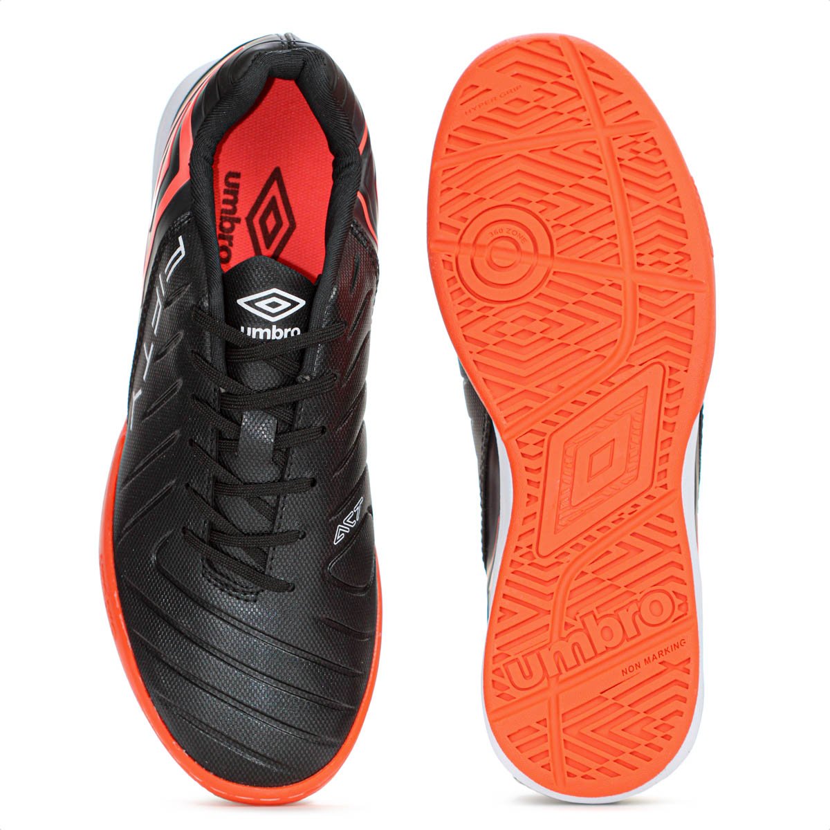 Chuteira Umbro Futsal Fifty Vi Preto Coral e Branco - Masculino Preto 4