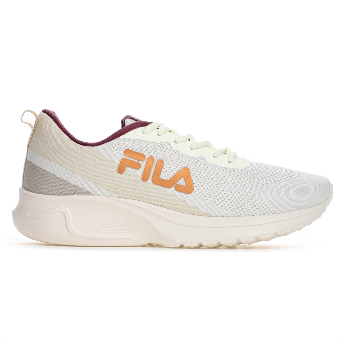 Tenis Fila Vector Creme Bege e Bordo - Feminino