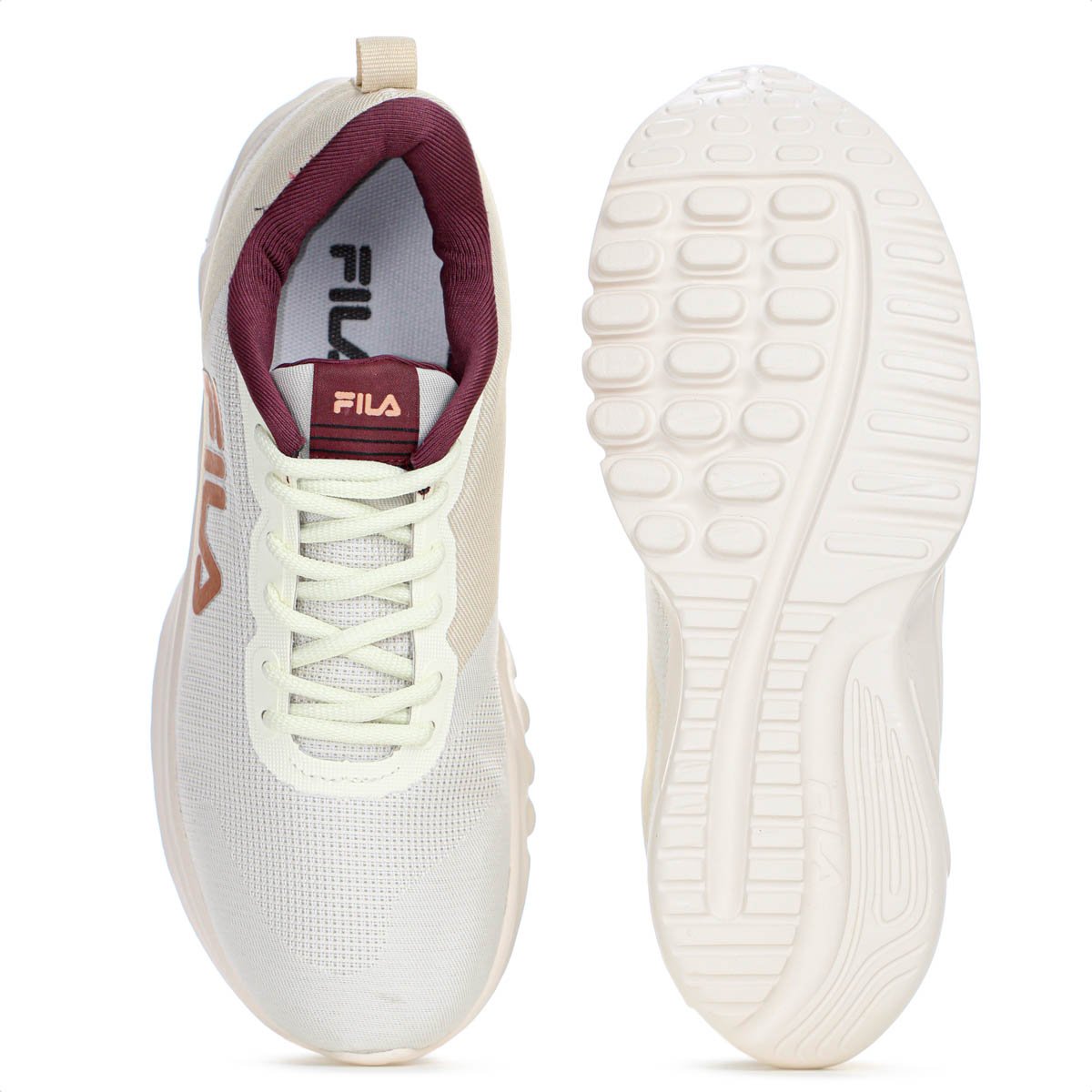 Tenis Fila Vector Creme Bege e Bordo - Feminino Bege 4