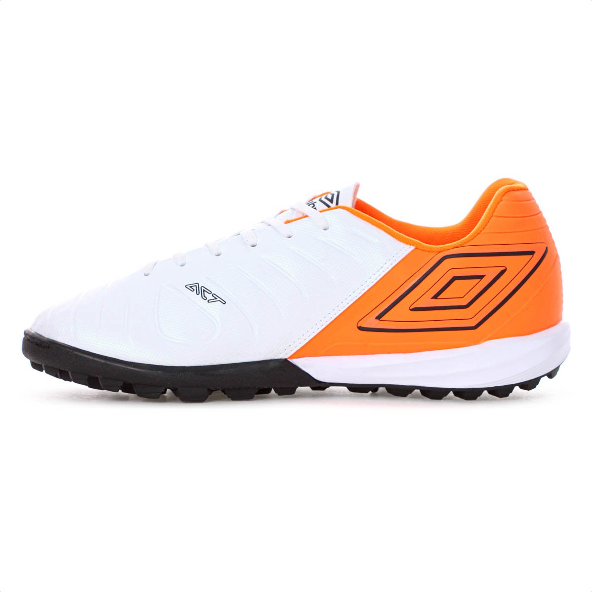Chuteira Umbro Society Fifty Vi Branco Laranja Fluor e Preto - Masculino Branco 2