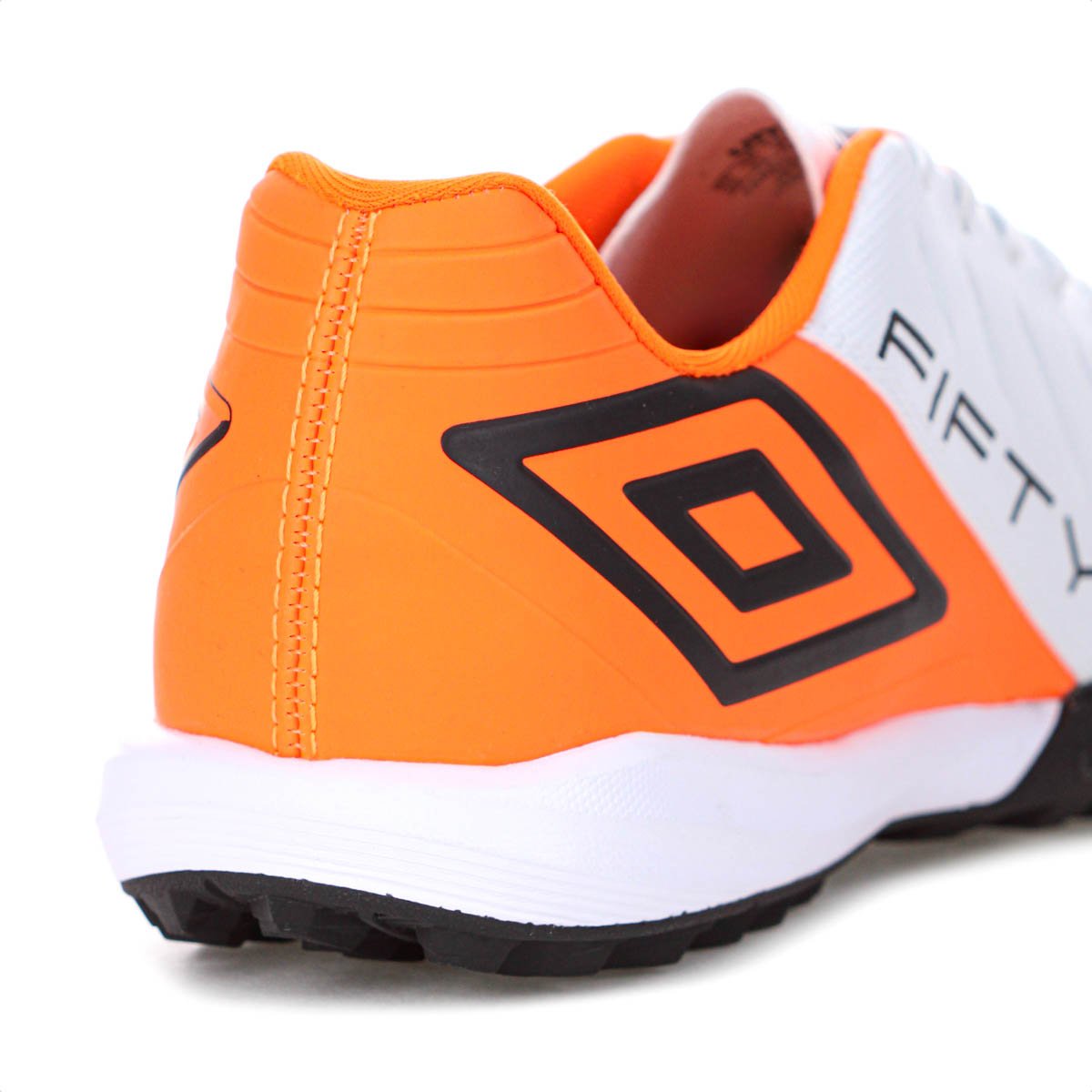 Chuteira Umbro Society Fifty Vi Branco Laranja Fluor e Preto - Masculino Branco 6
