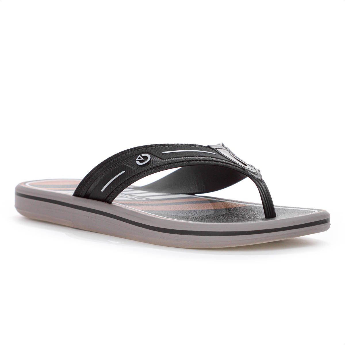 Chinelo Cartago Palermo II Preto Marrom e Cinza - Masculino Preto 2