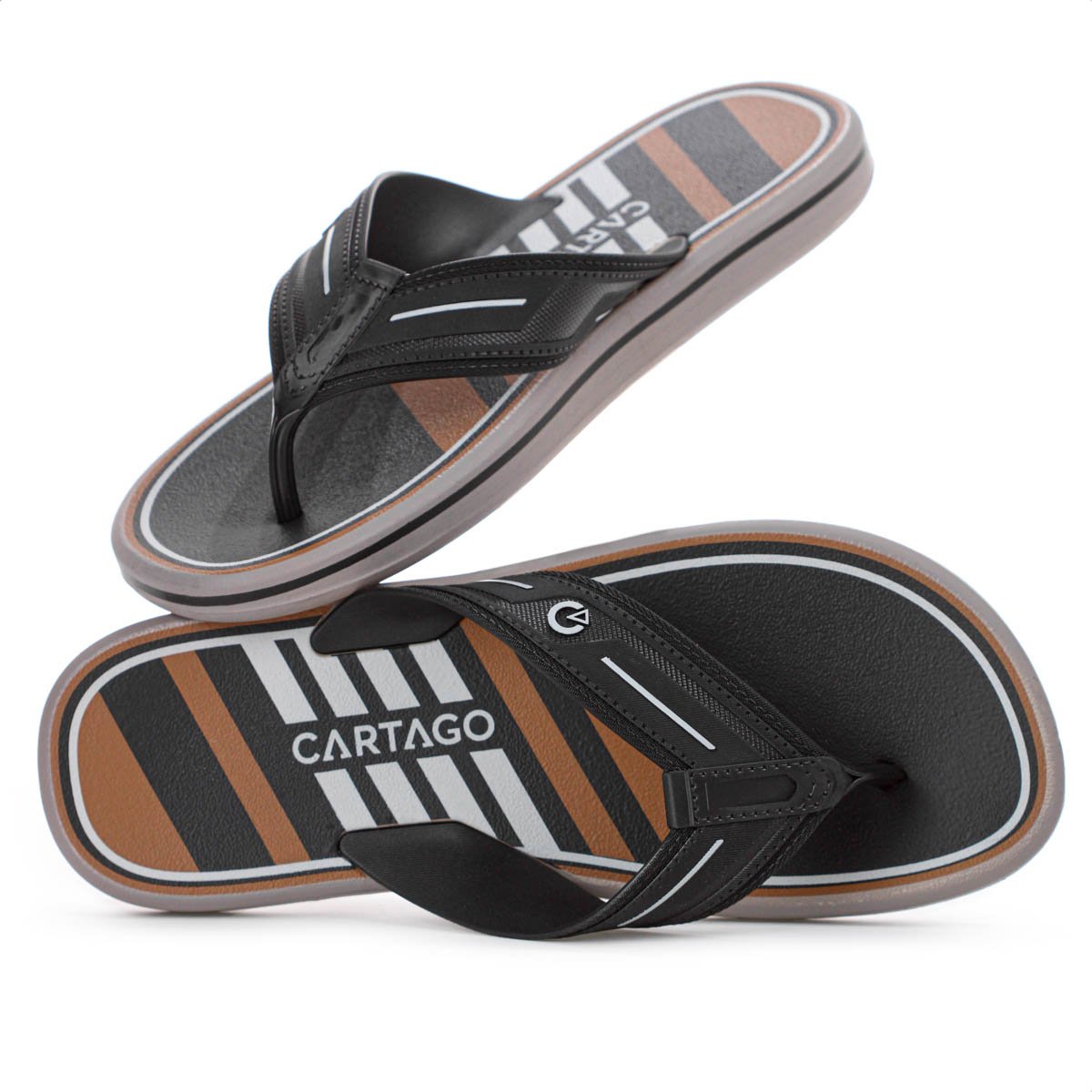 Chinelo Cartago Palermo II Preto Marrom e Cinza - Masculino Preto 9