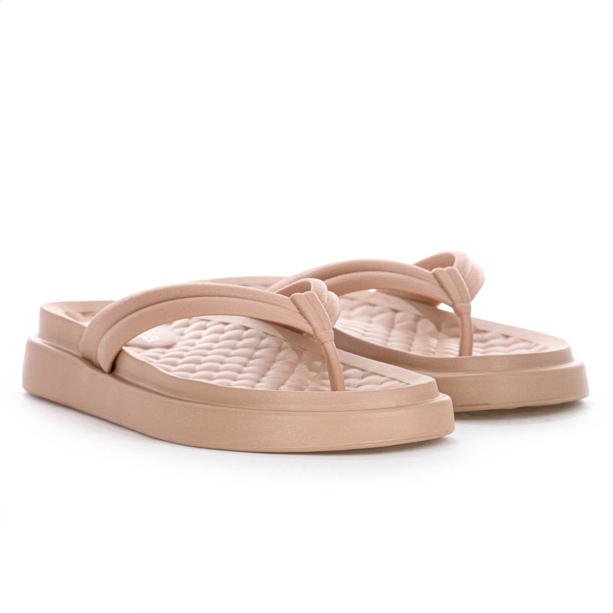 Chinelo Moleca Tira Pronta Pvc Sola Alta Nude - Feminino Bege 3
