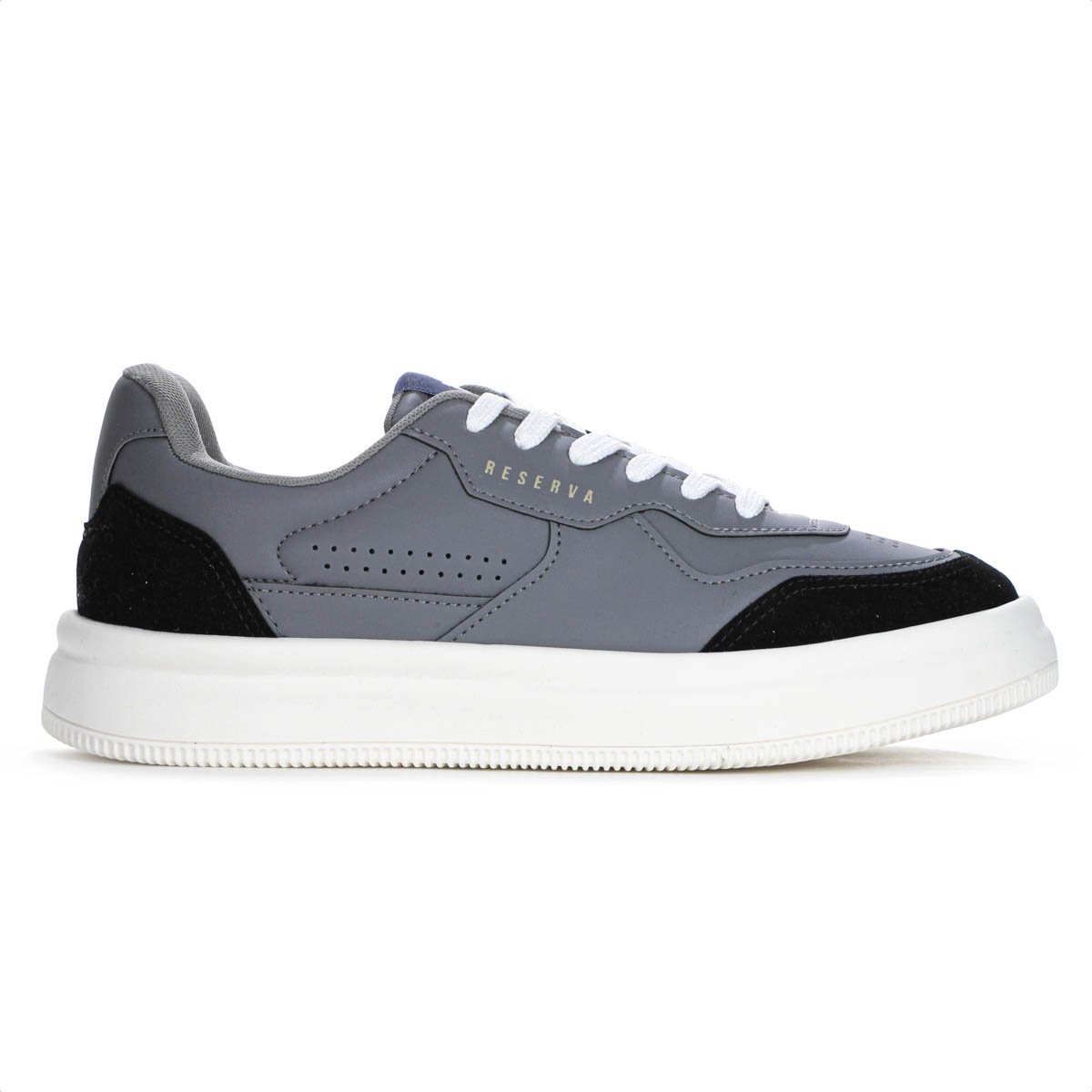 Tenis Reserva Troy Camurca Cinza e Preto - Masculino