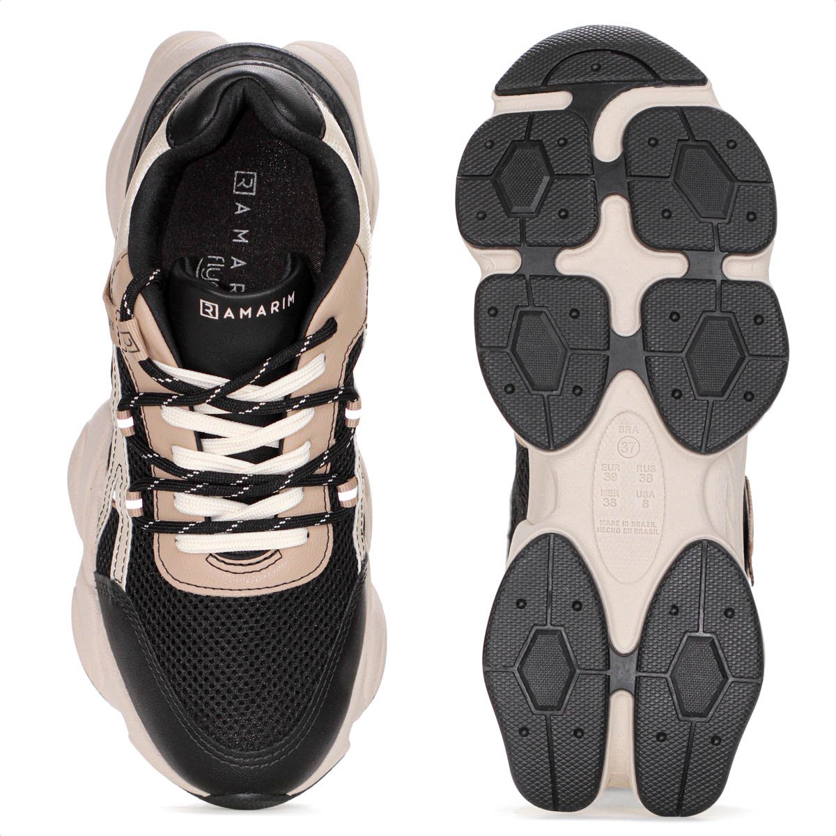 Tenis Ramarim Mocca Preto e Bege - Feminino Preto 3