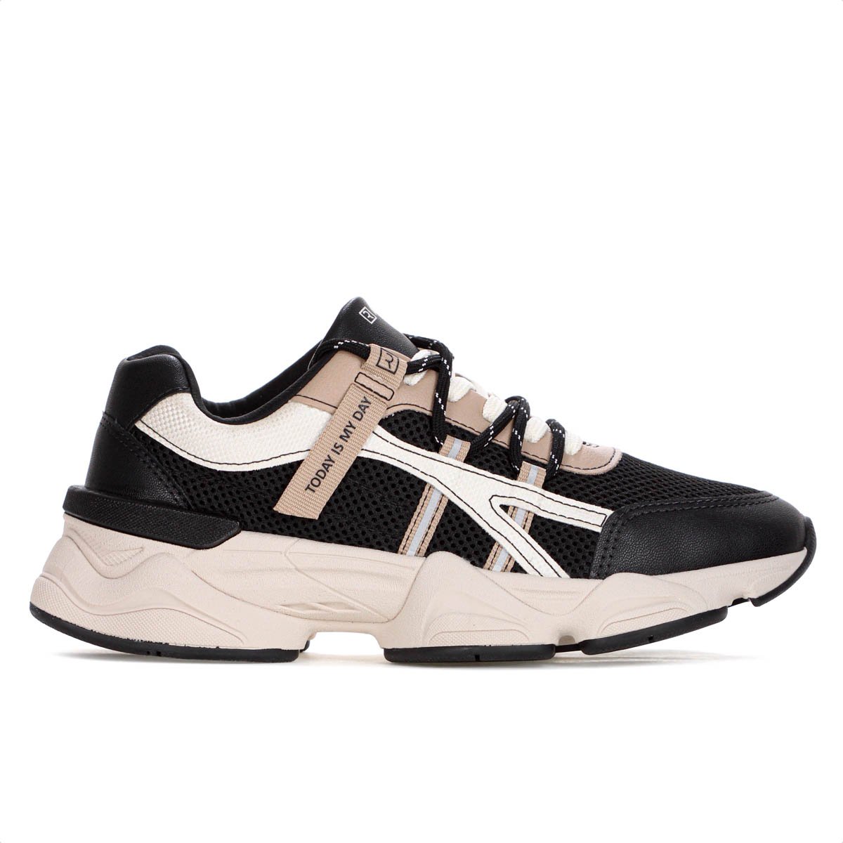 Tenis Ramarim Mocca Preto e Bege - Feminino