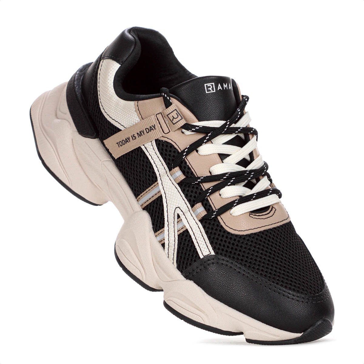 Tenis Ramarim Mocca Preto e Bege - Feminino Preto 4