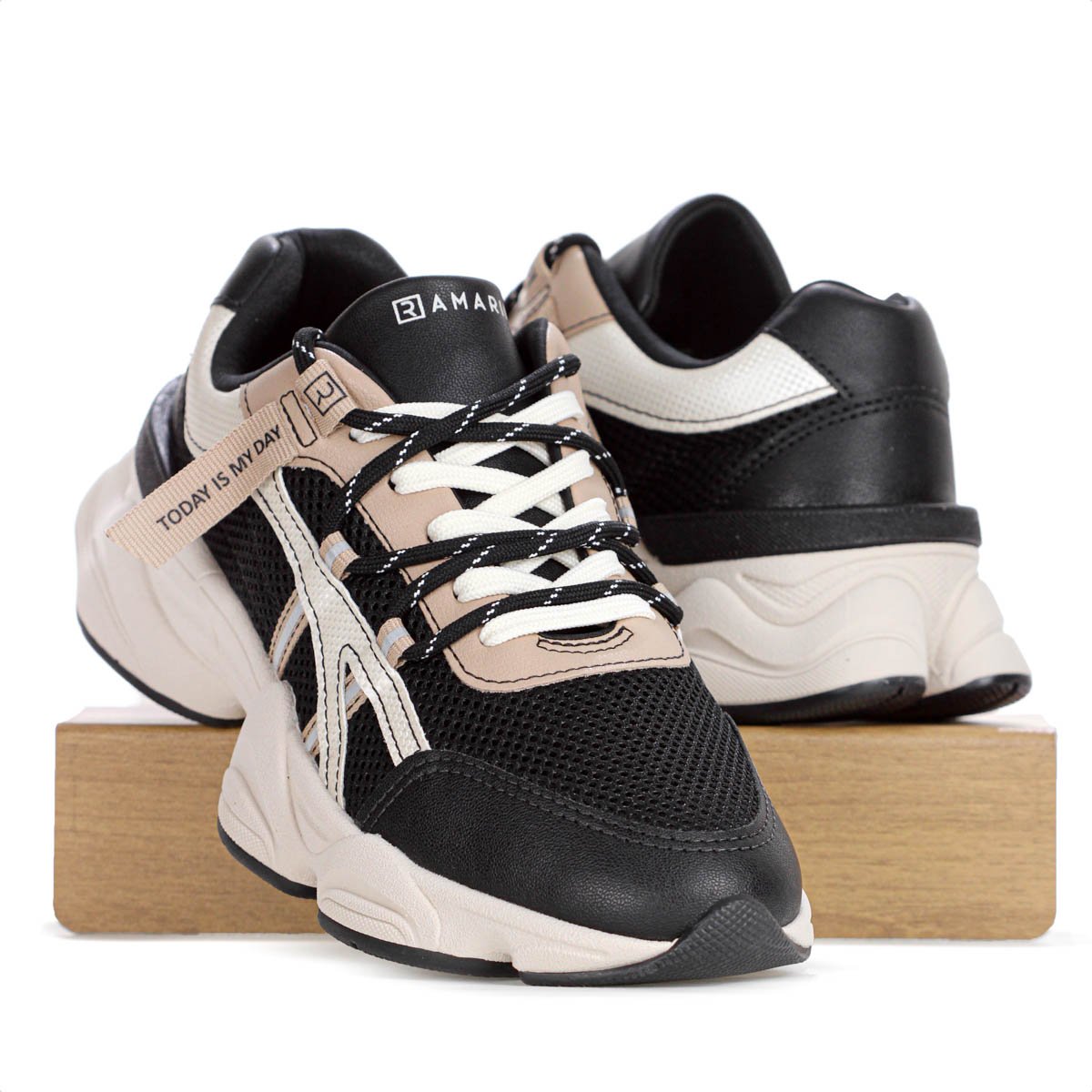 Tenis Ramarim Mocca Preto e Bege - Feminino Preto 8