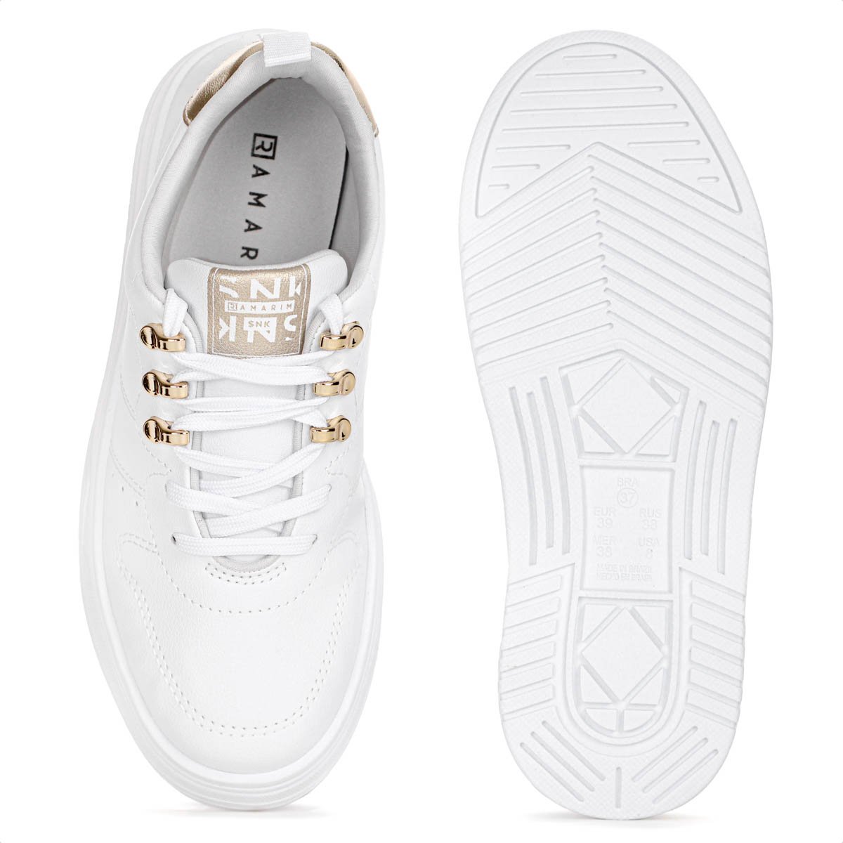 Tenis Ramarim Cacharel Branco e Dourado - Feminino Branco 4