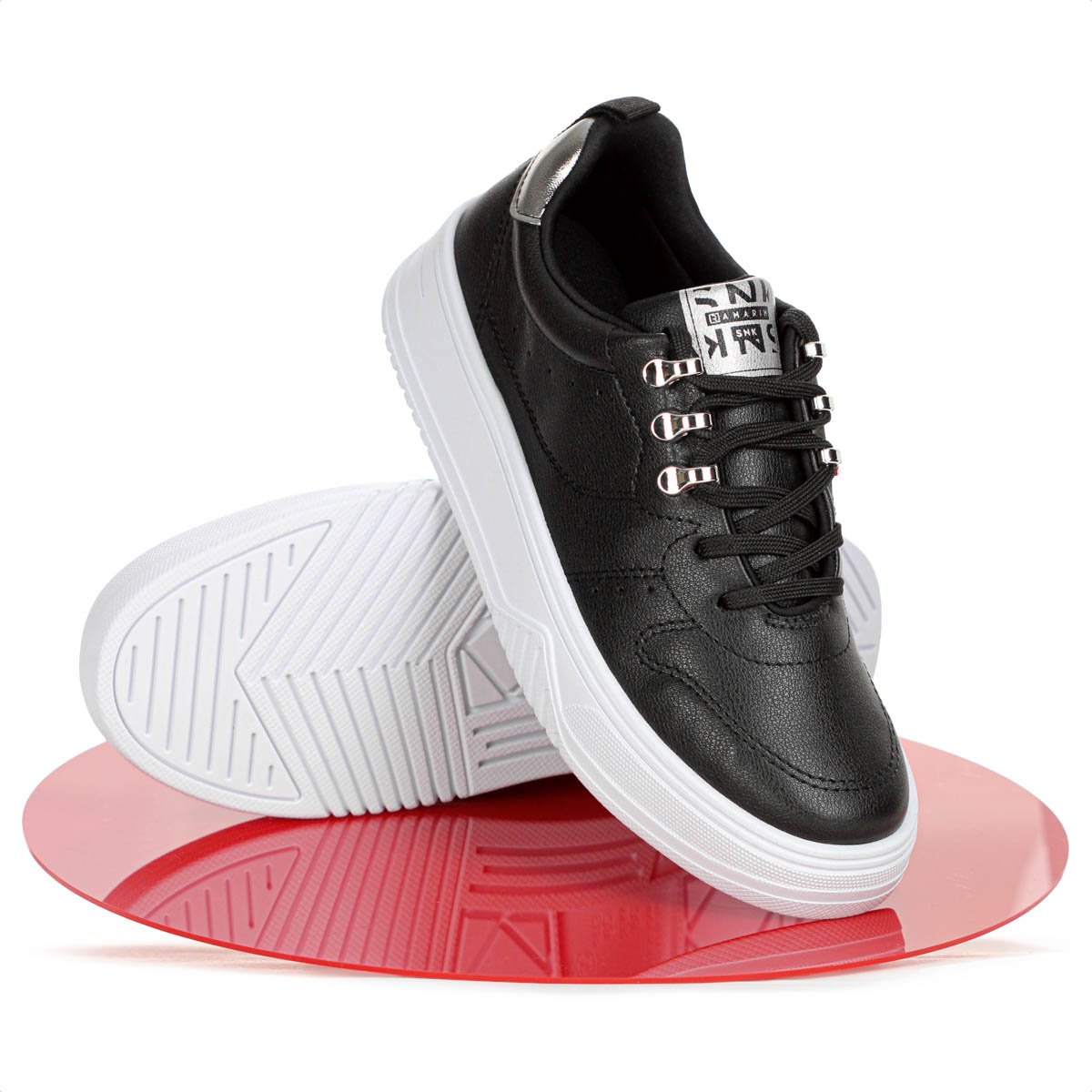 Tenis Ramarim Cacharel Preto e Prata - Feminino Preto 9
