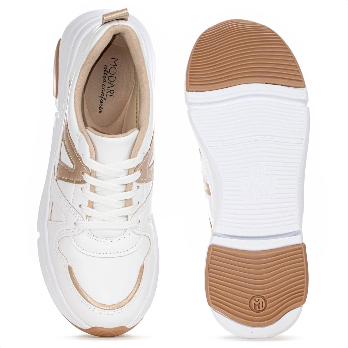 Tenis Modare Napa Suprema Branco e Dourado - Feminino Branco 7
