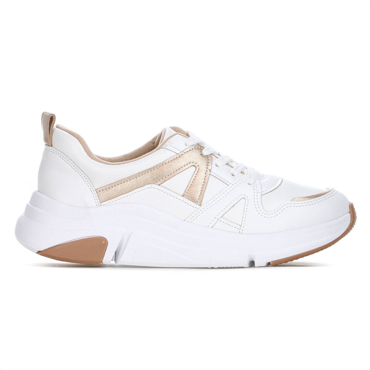 Tenis Modare Napa Suprema Branco e Dourado - Feminino