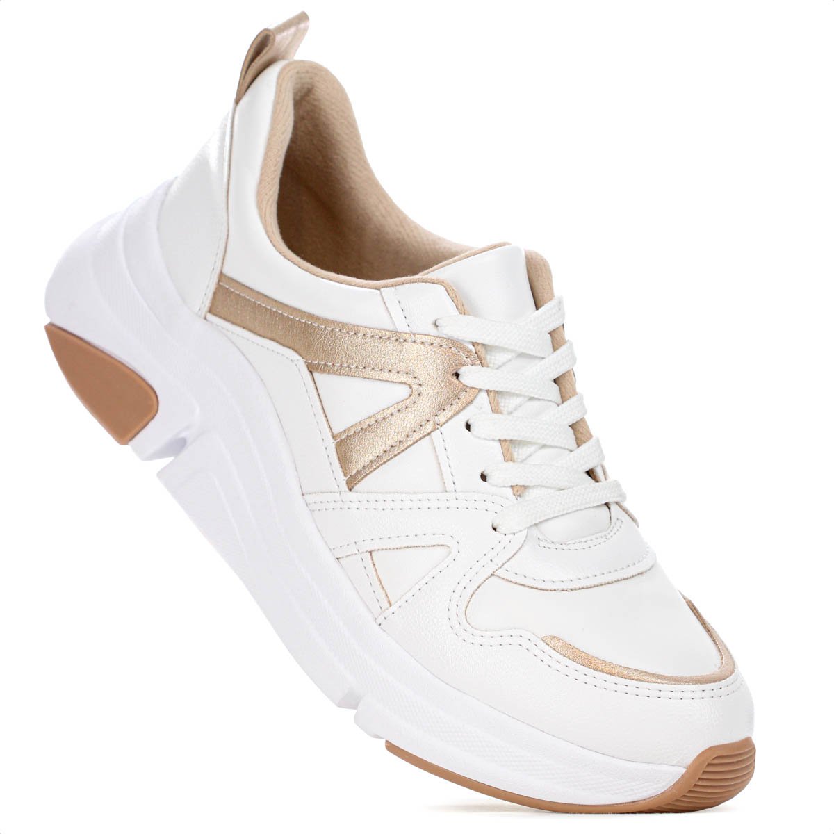 Tenis Modare Napa Suprema Branco e Dourado - Feminino Branco 3