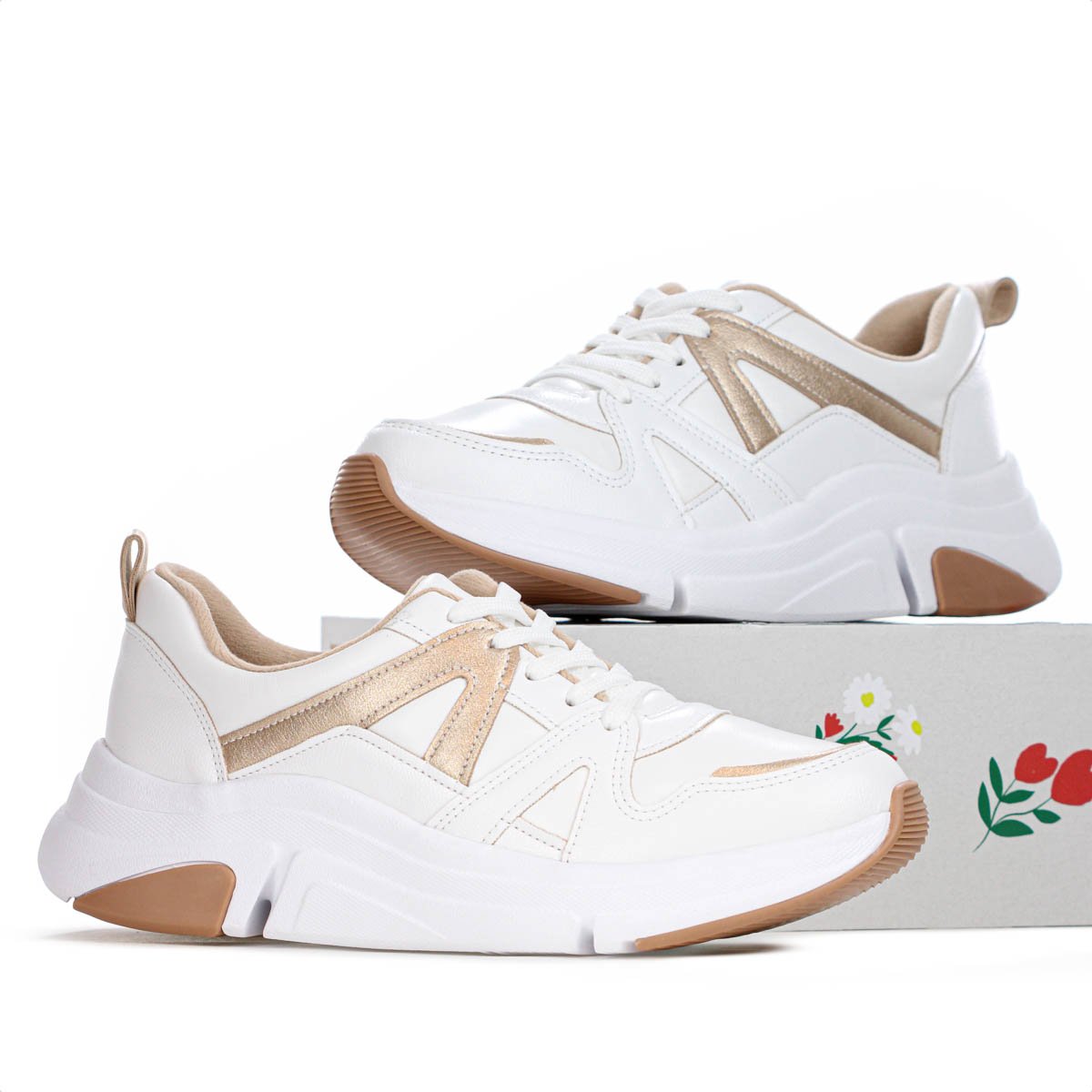 Tenis Modare Napa Suprema Branco e Dourado - Feminino Branco 8