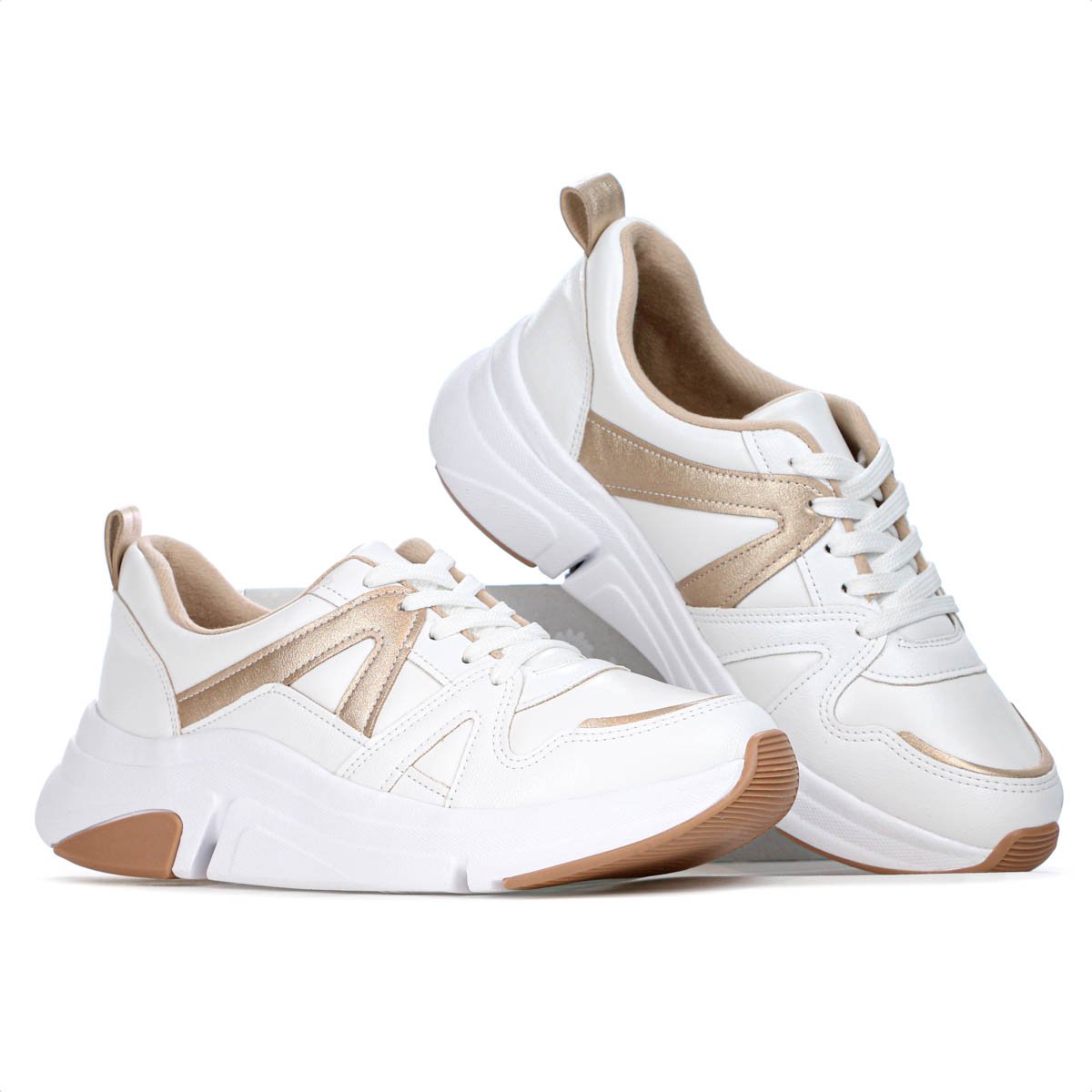 Tenis Modare Napa Suprema Branco e Dourado - Feminino Branco 9