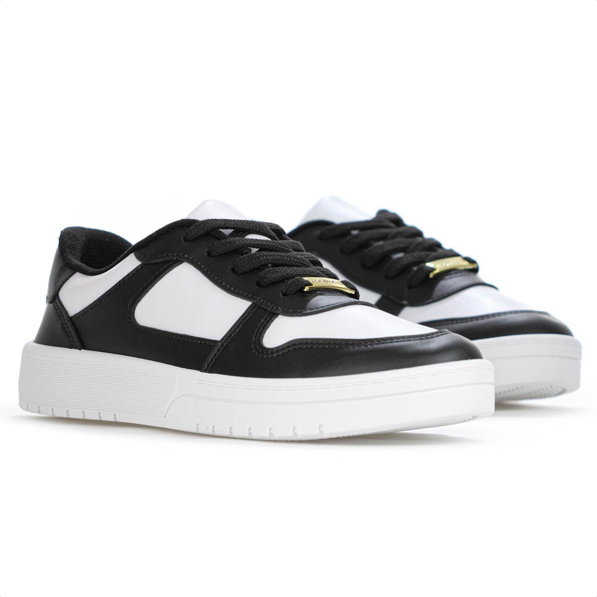 Tenis Moleca Napa Sardenha Recortes Branco e Preto - Feminino Branco/Preto 3